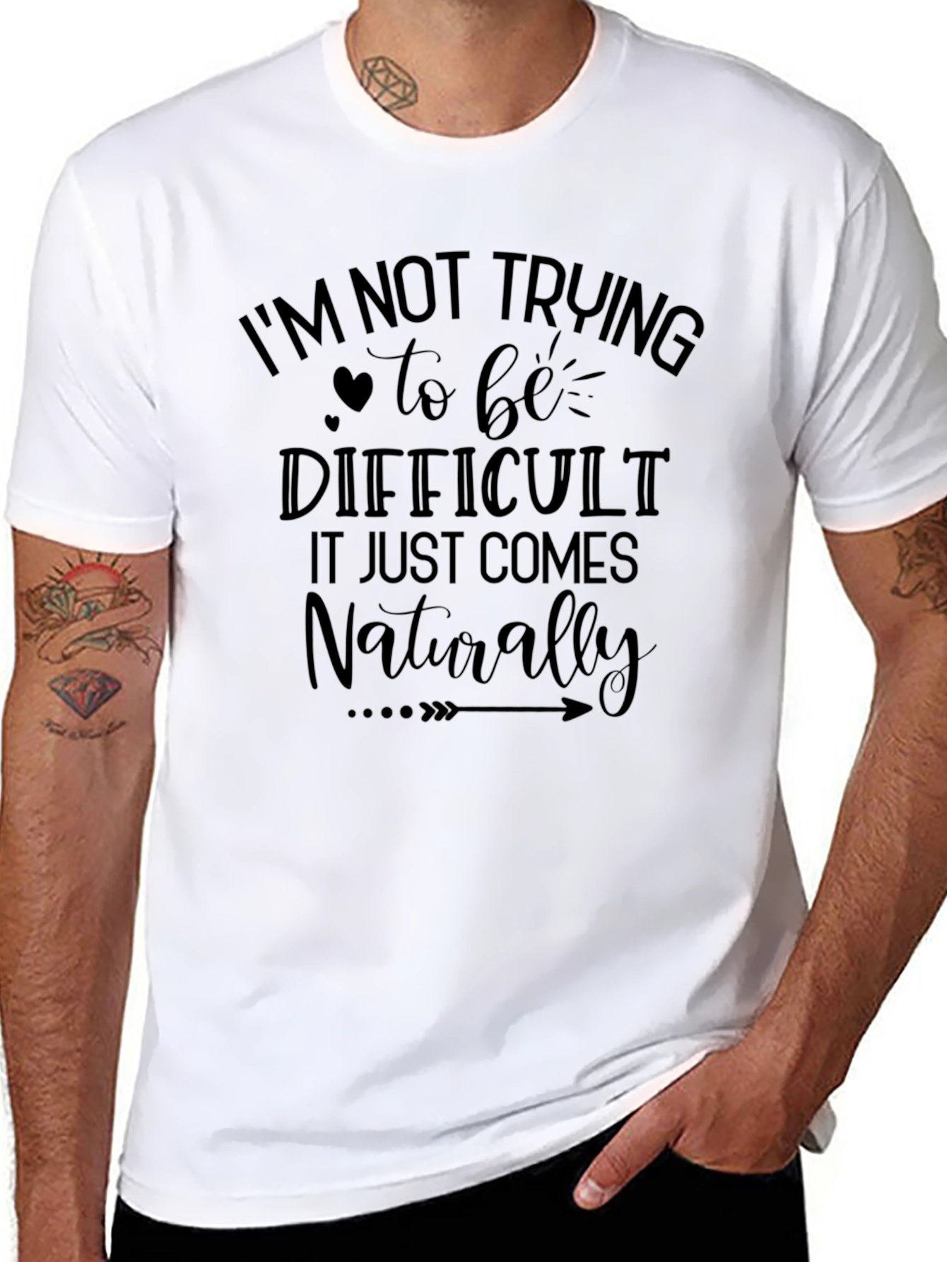 Difficult Naturally Black Graphic Tee