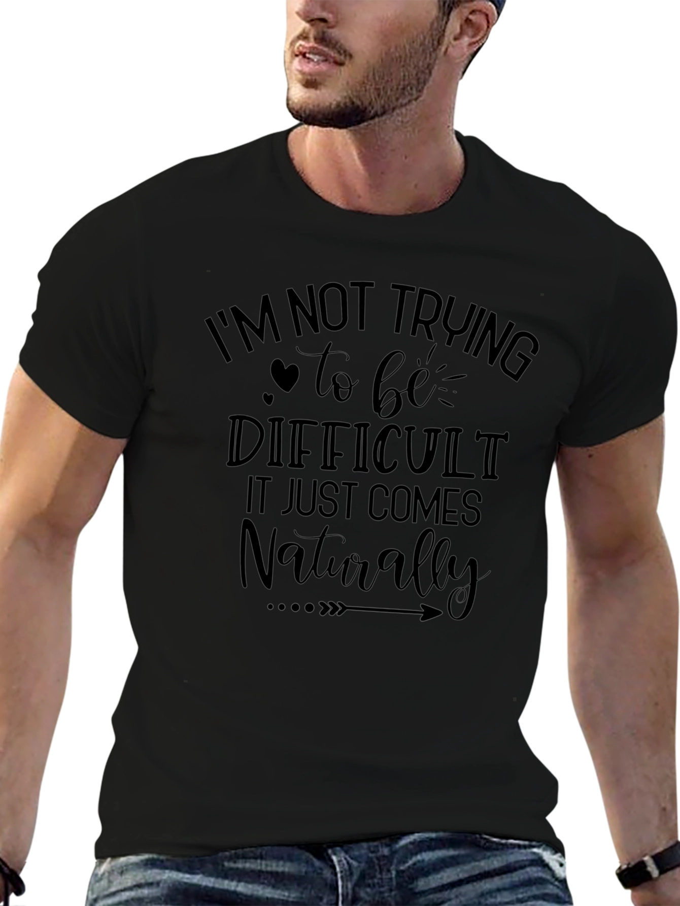 Difficult Naturally Black Graphic Tee