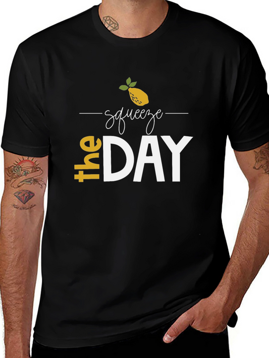 Squeeze the Day Graphic Tee - Black Casual T-Shirt