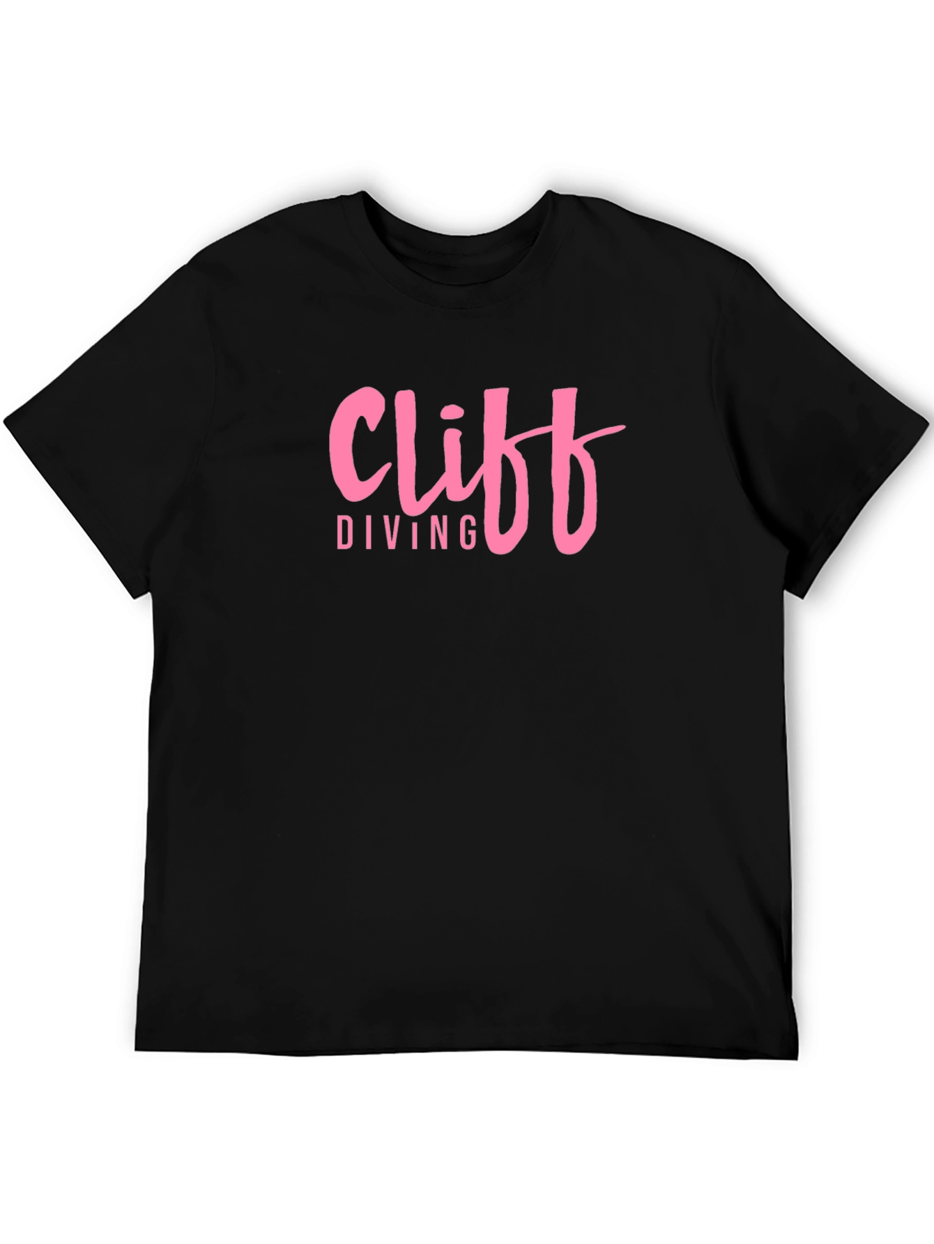 Cliff Diving Graphic Tee - Pink Text Design