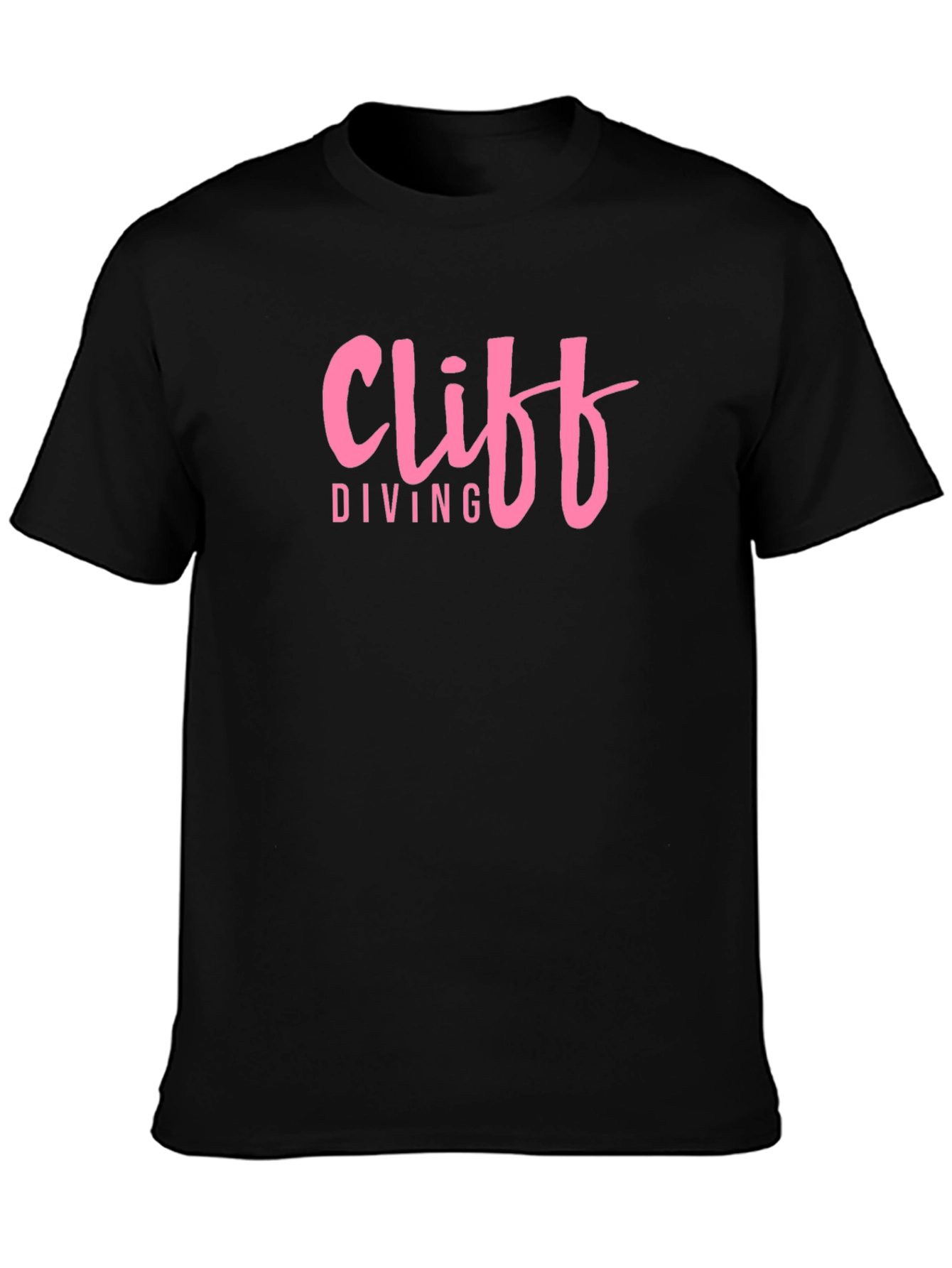 Cliff Diving Graphic Tee - Pink Text Design