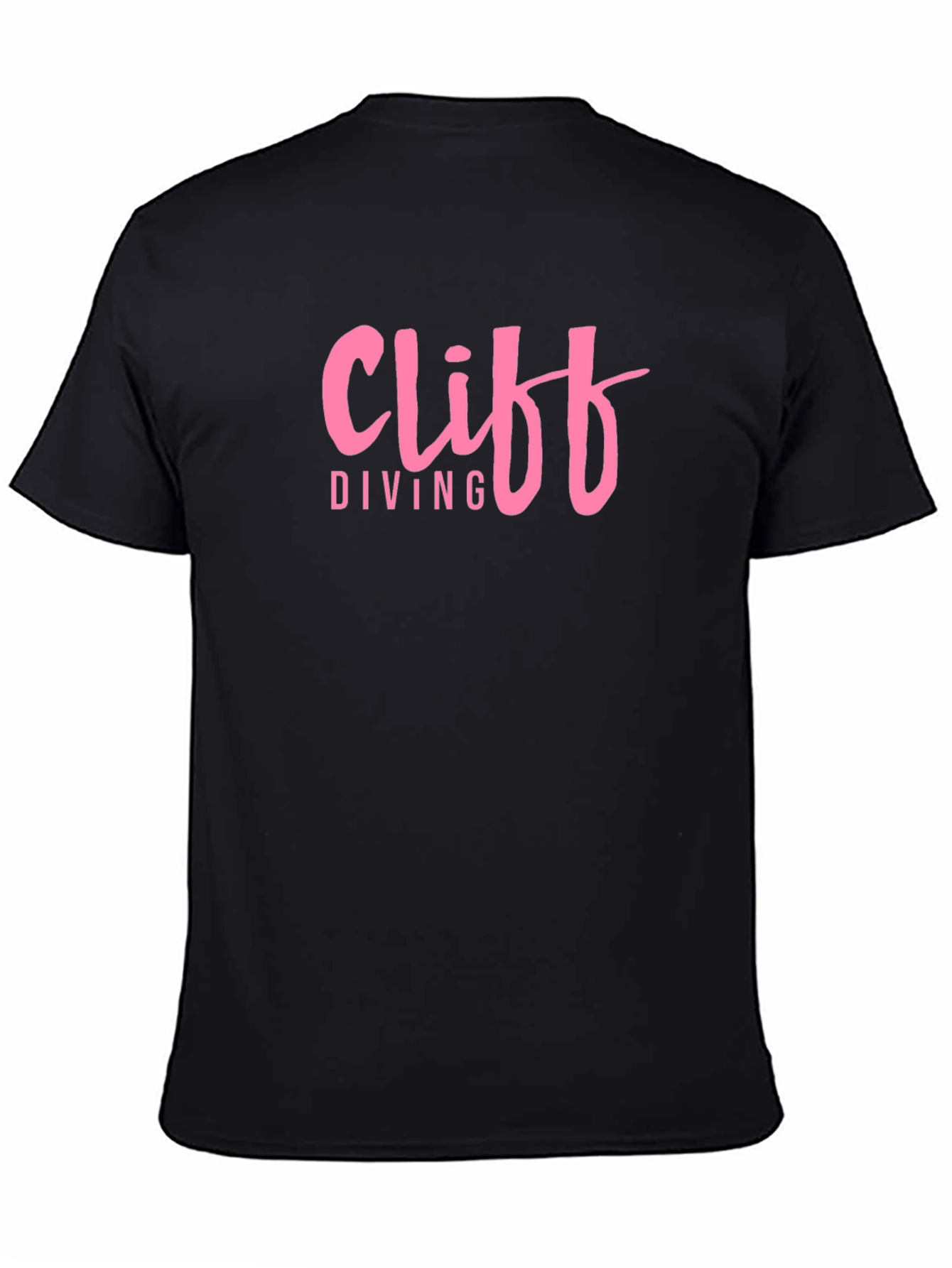 Cliff Diving Graphic Tee - Pink Text Design