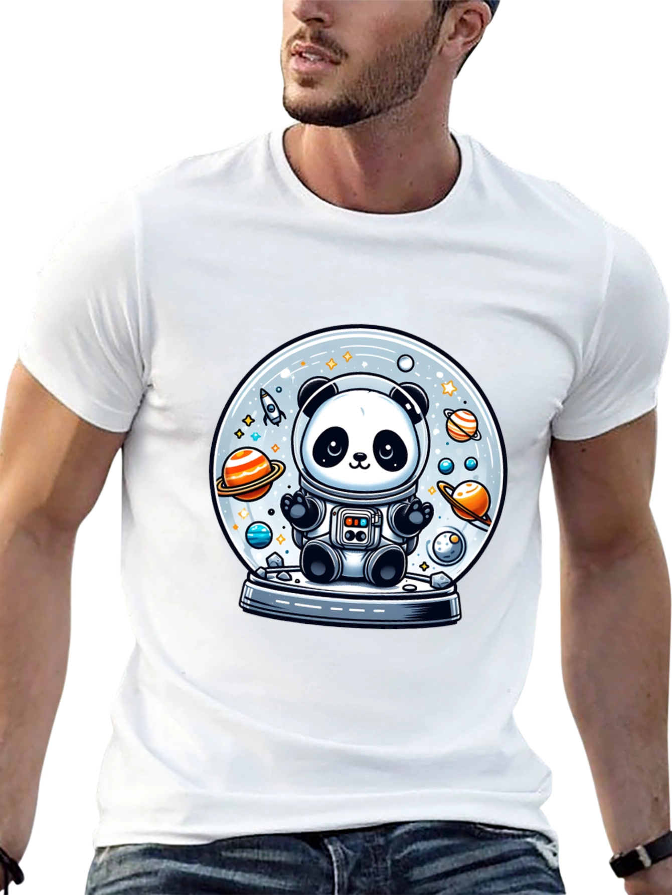 Panda Astronaut Space Globe T-Shirt