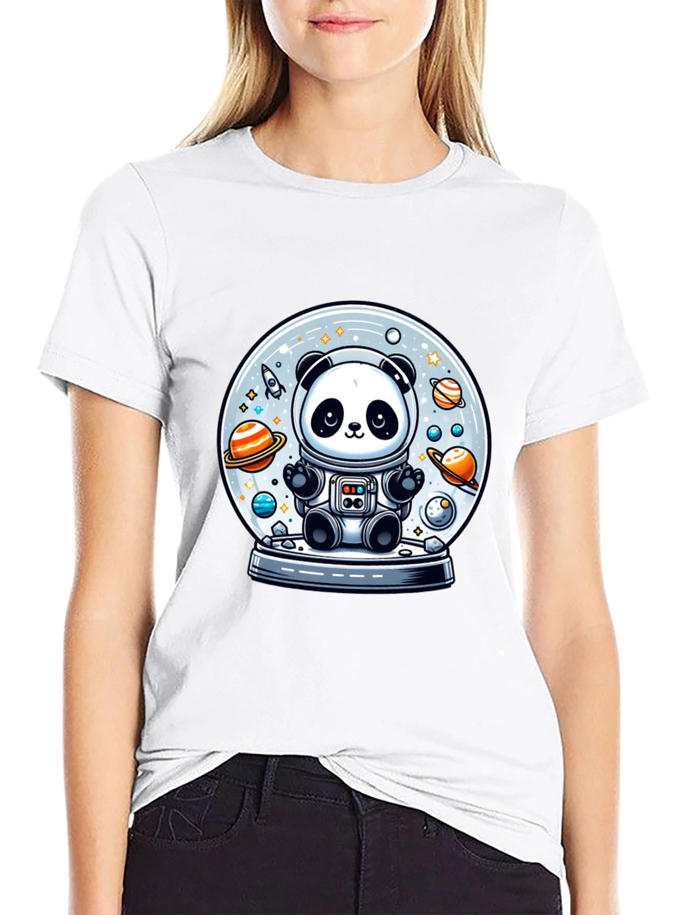 Panda Astronaut Space Globe T-Shirt