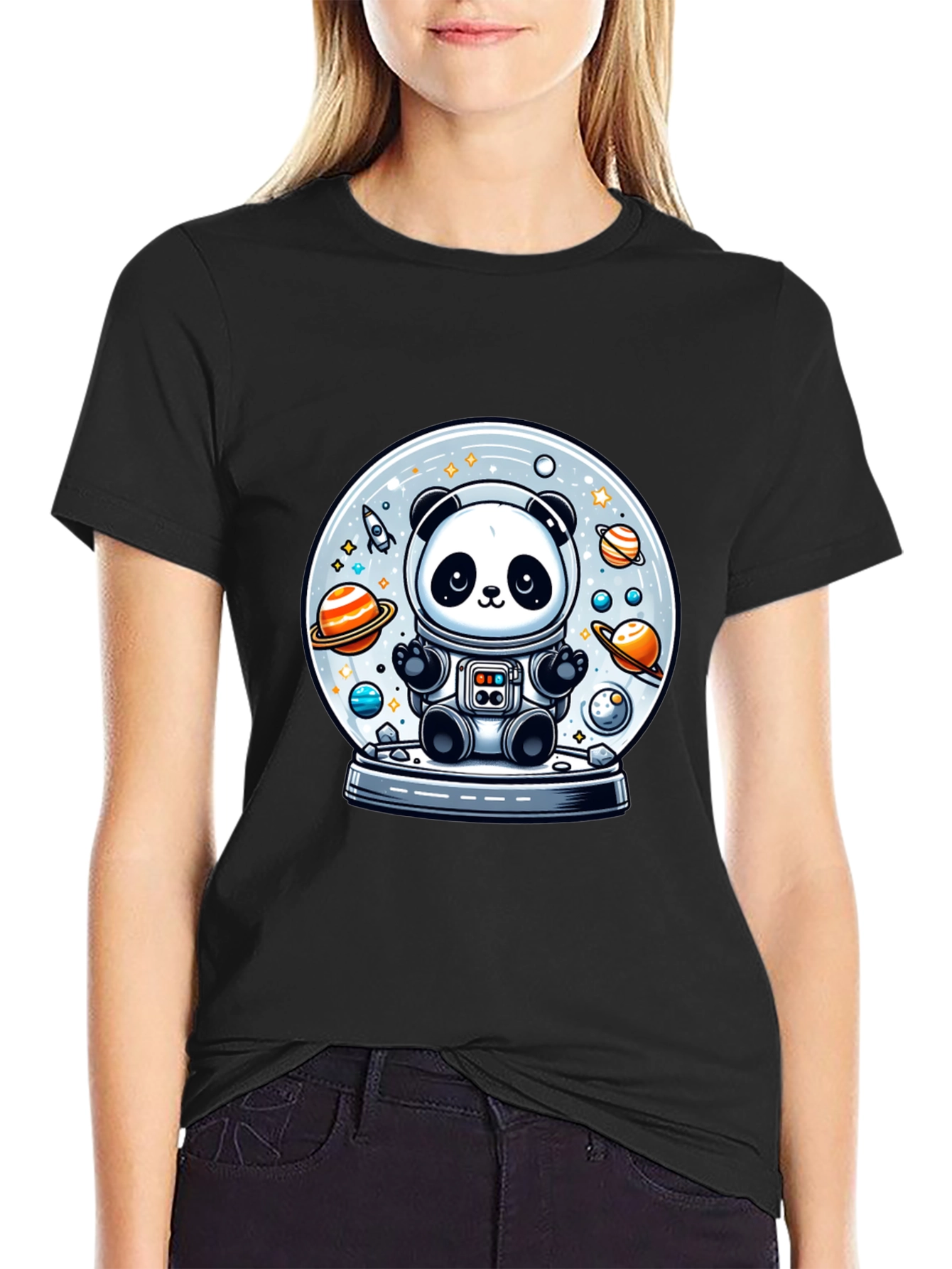 Panda Astronaut Space Globe T-Shirt