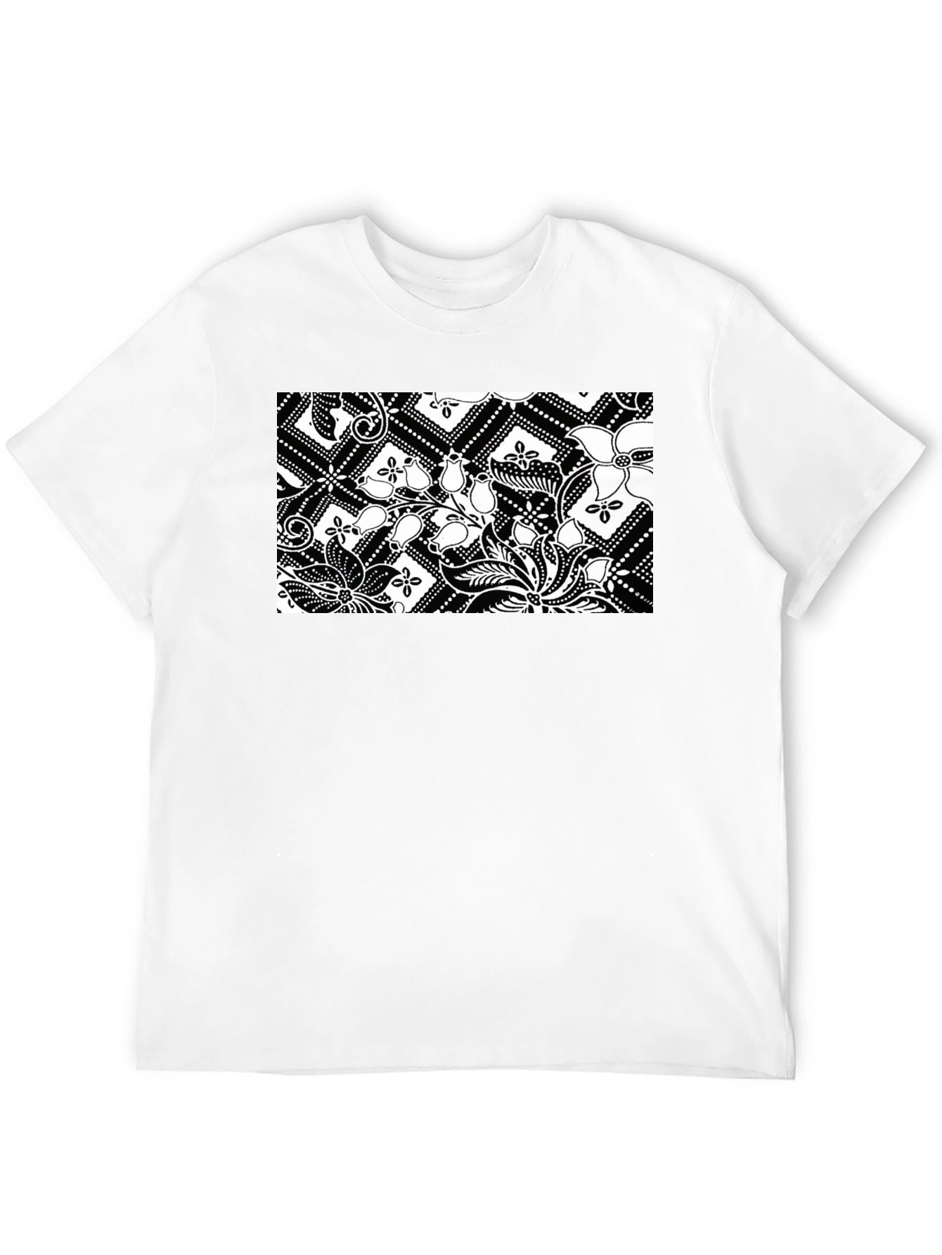 Black T-Shirt with Floral Pattern