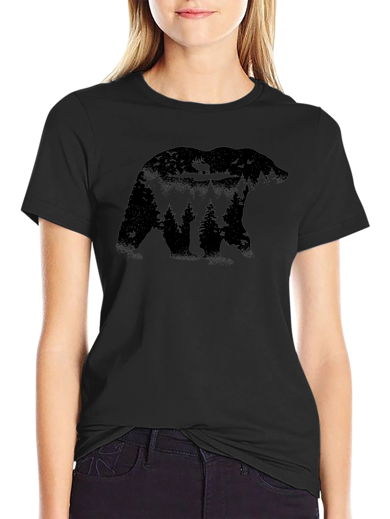 Nature Bear Graphic Tee - Mens Black T-Shirt