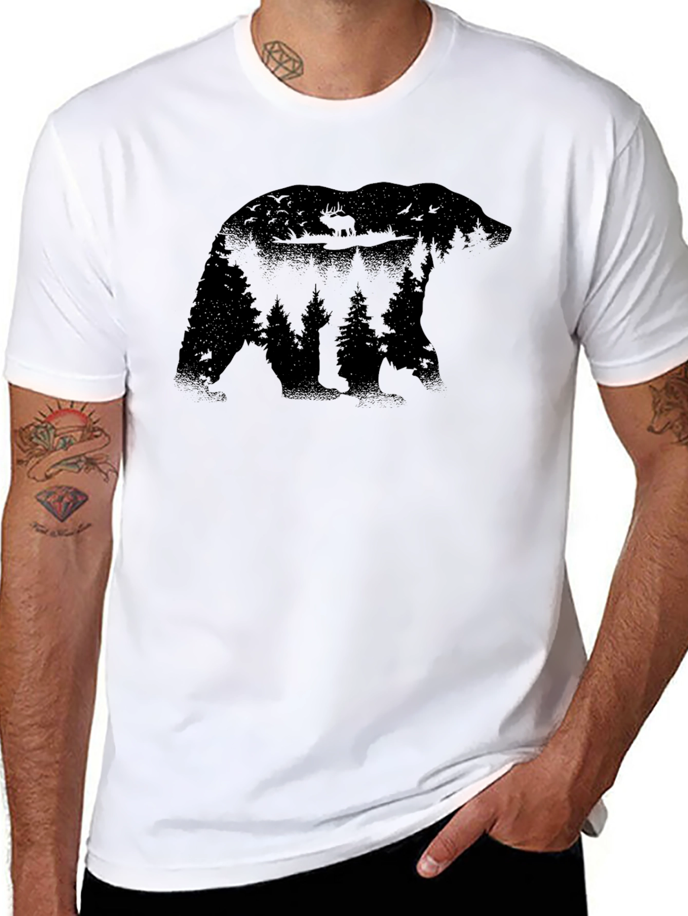 Nature Bear Graphic Tee - Mens Black T-Shirt