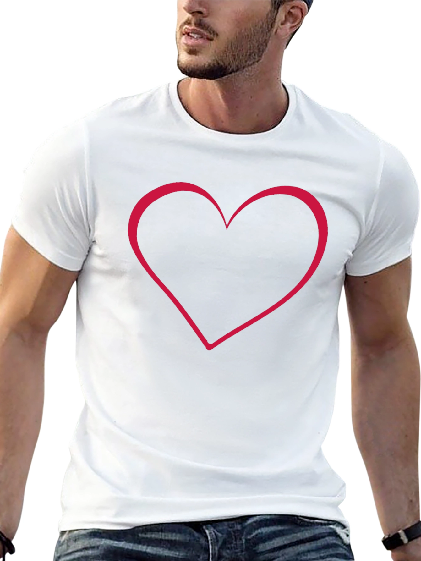 Heart Outline Black T-Shirt - Stylish & Comfortable
