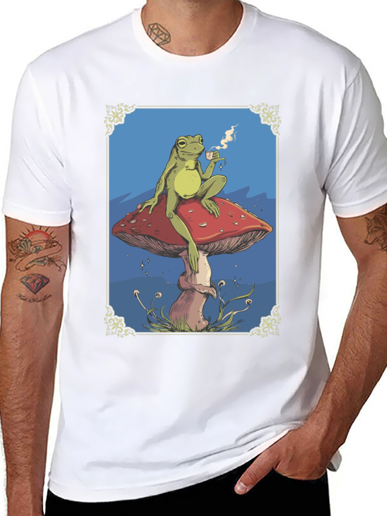 Frog on Mushroom T-Shirt - Whimsical Relaxed Fit