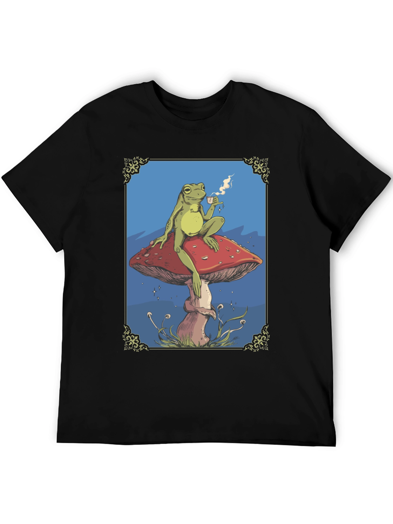 Frog on Mushroom T-Shirt - Whimsical Relaxed Fit