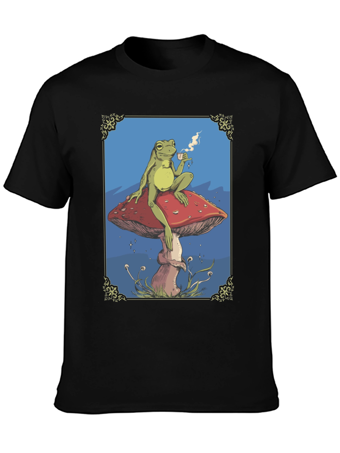 Frog on Mushroom T-Shirt - Whimsical Relaxed Fit