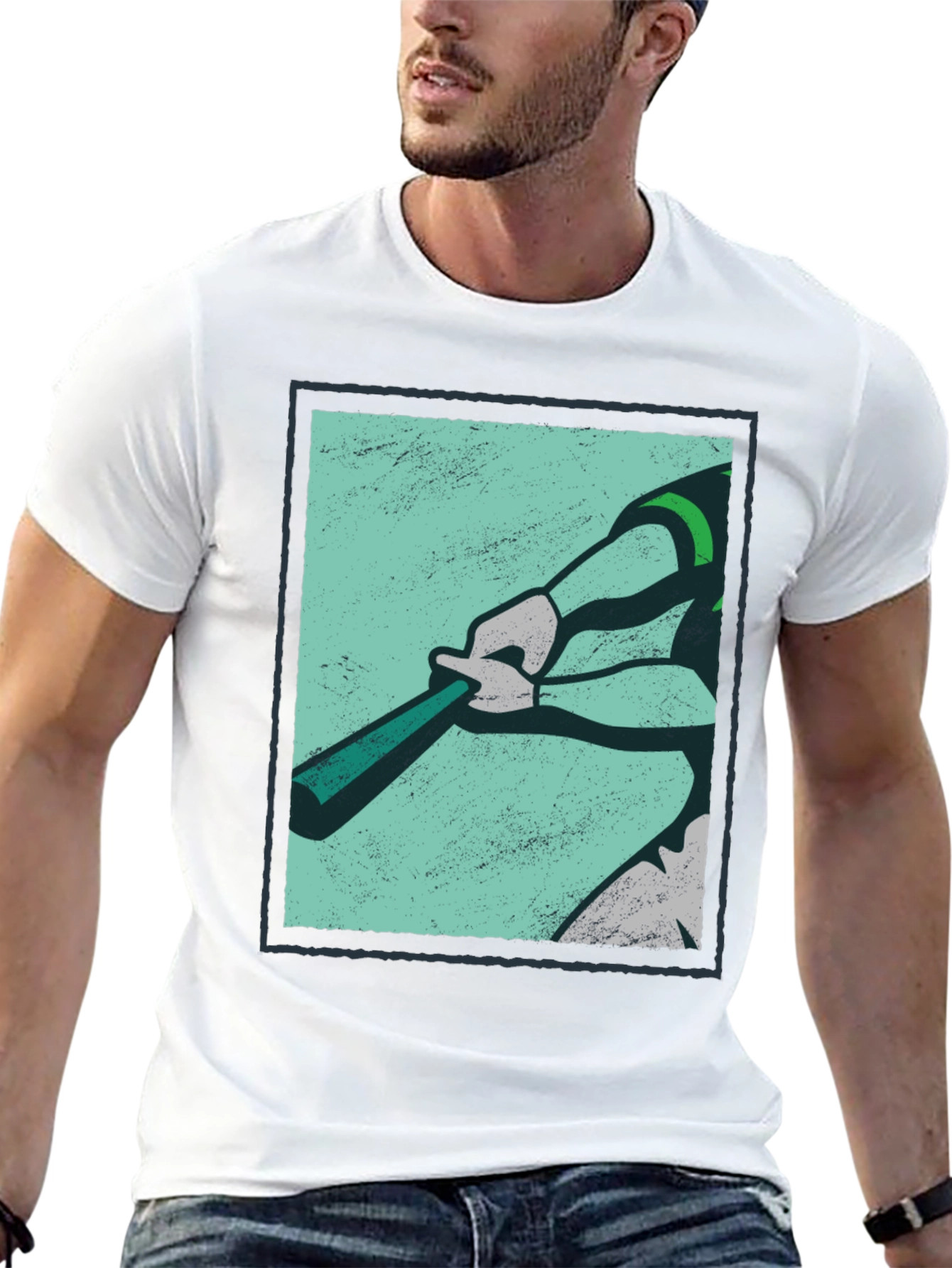 Baseball Graphic Tee - Black Cotton Casual Shirt