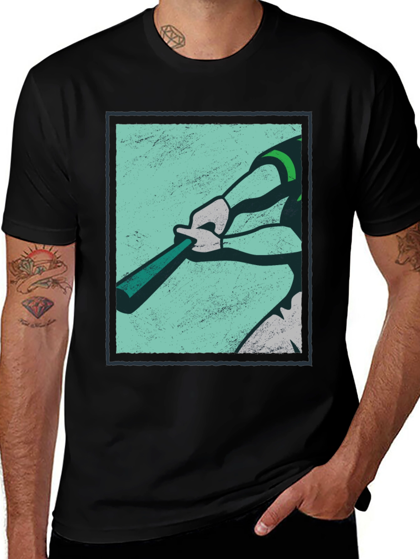 Baseball Graphic Tee - Black Cotton Casual Shirt