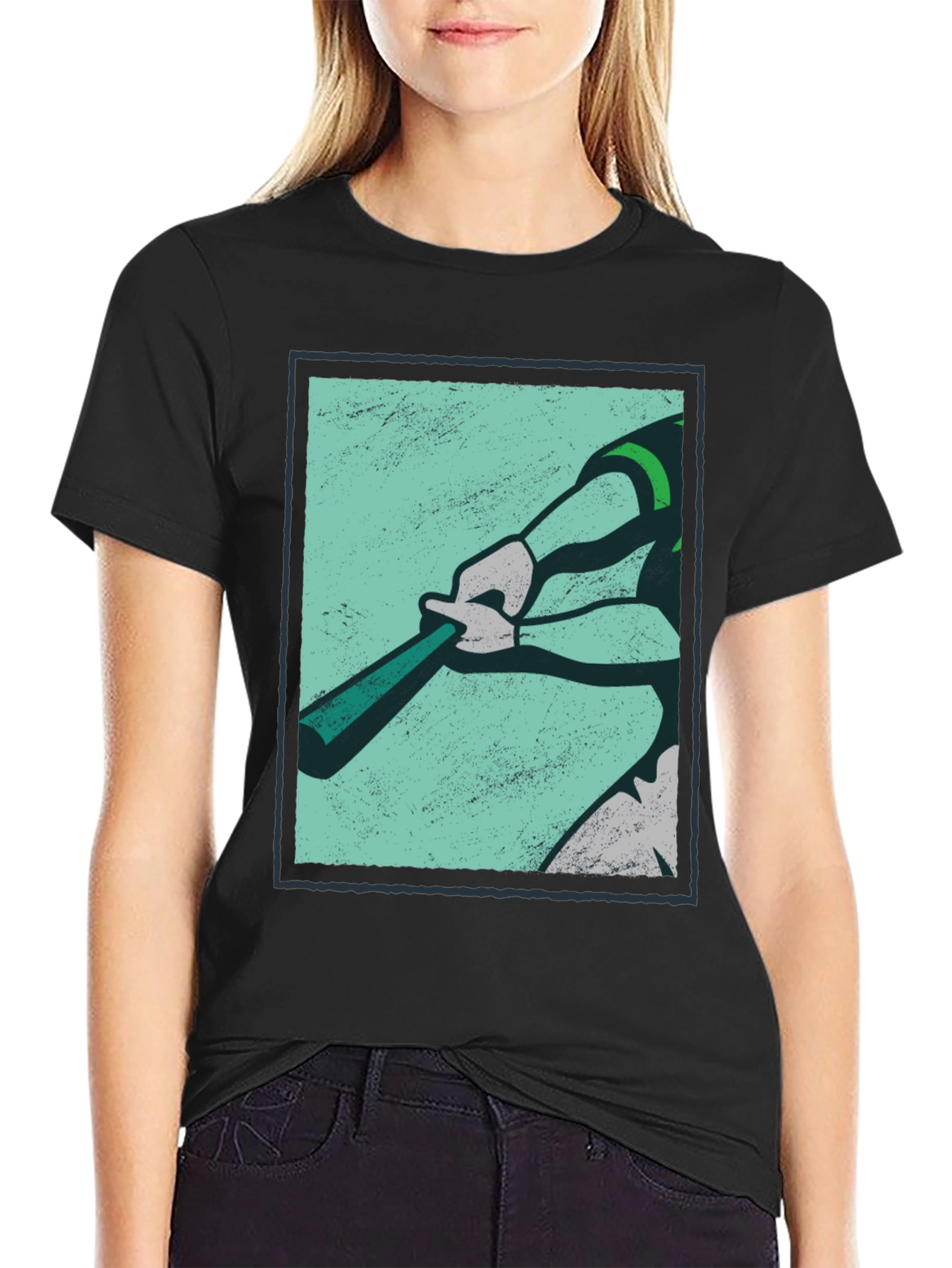 Baseball Graphic Tee - Black Cotton Casual Shirt
