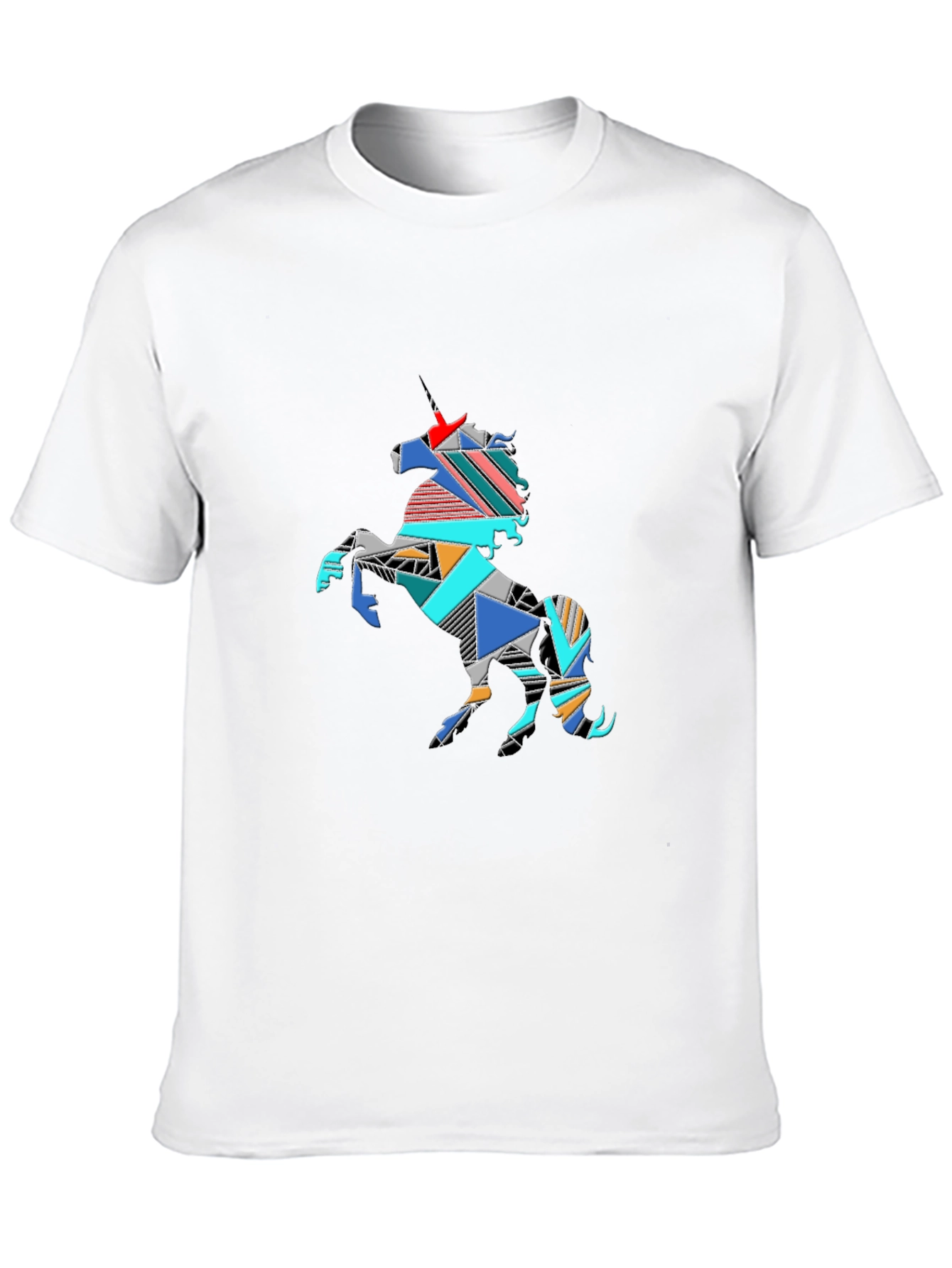 Geometric Unicorn Graphic Tee - Black