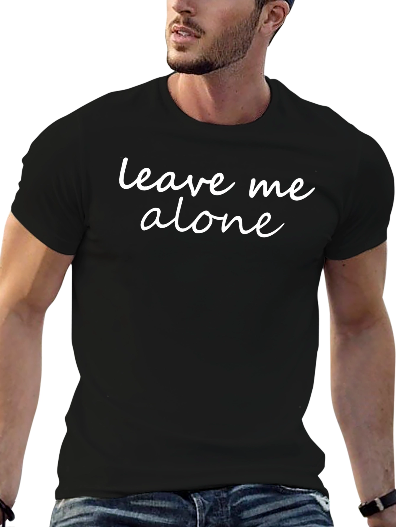 Leave Me Alone Graphic T-Shirt Black Casual