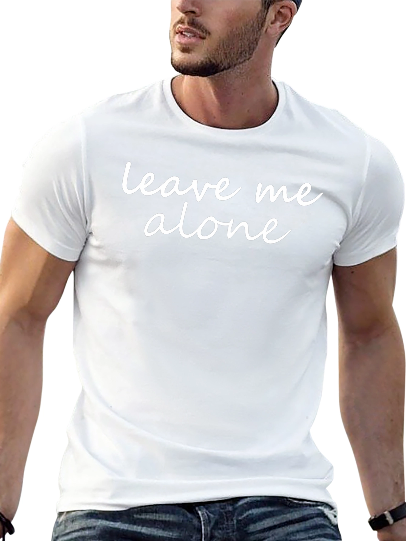 Leave Me Alone Graphic T-Shirt Black Casual