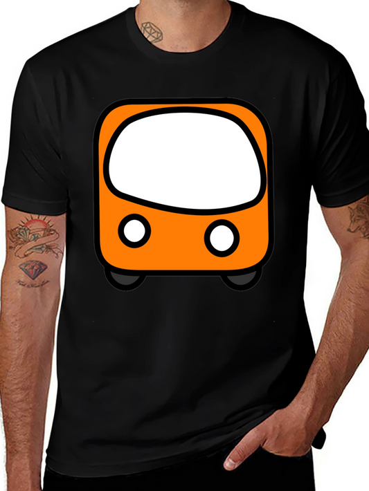 Cartoon Bus Graphic Tee - Black Unisex T-Shirt