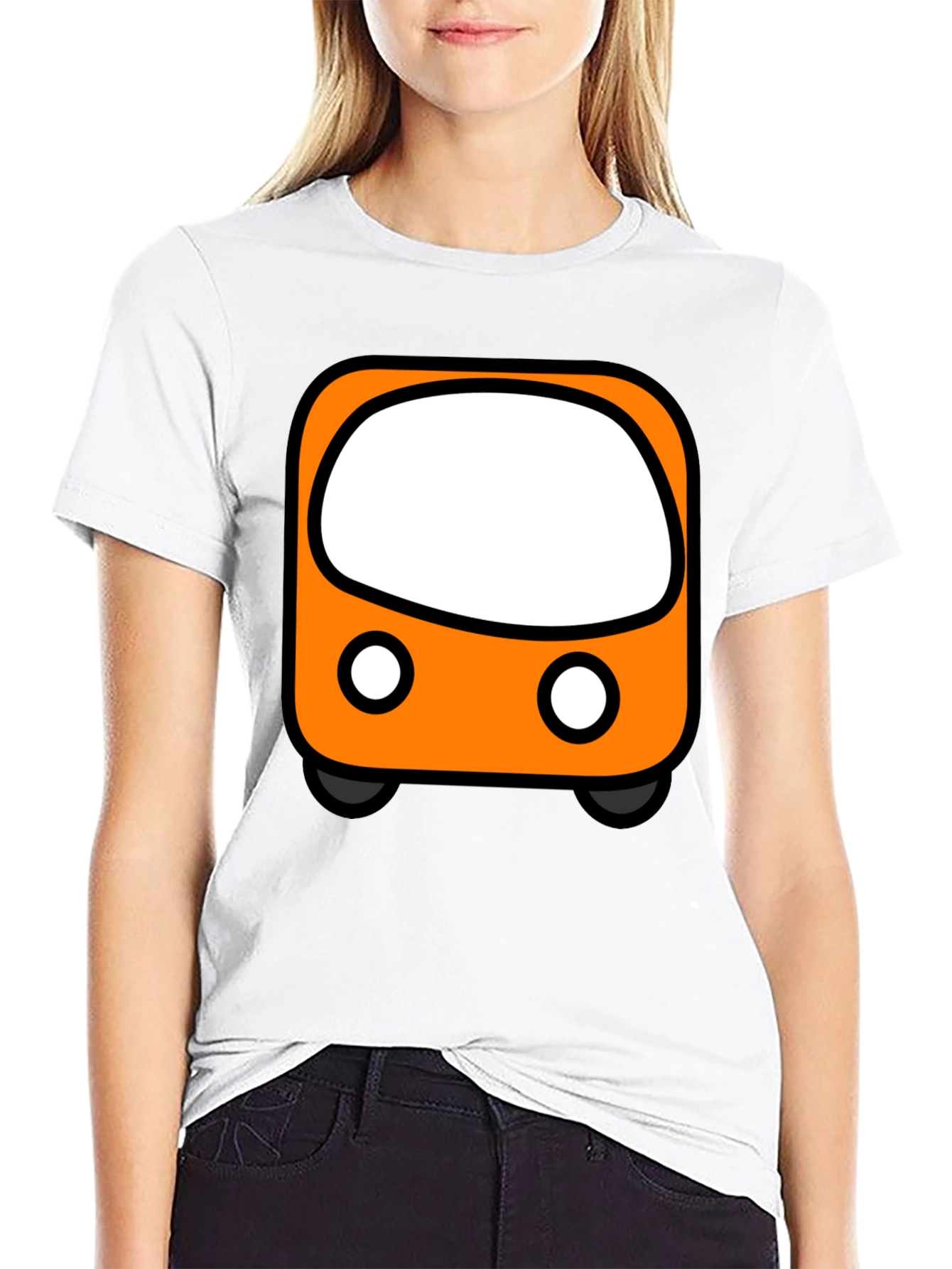 Cartoon Bus Graphic Tee - Black Unisex T-Shirt