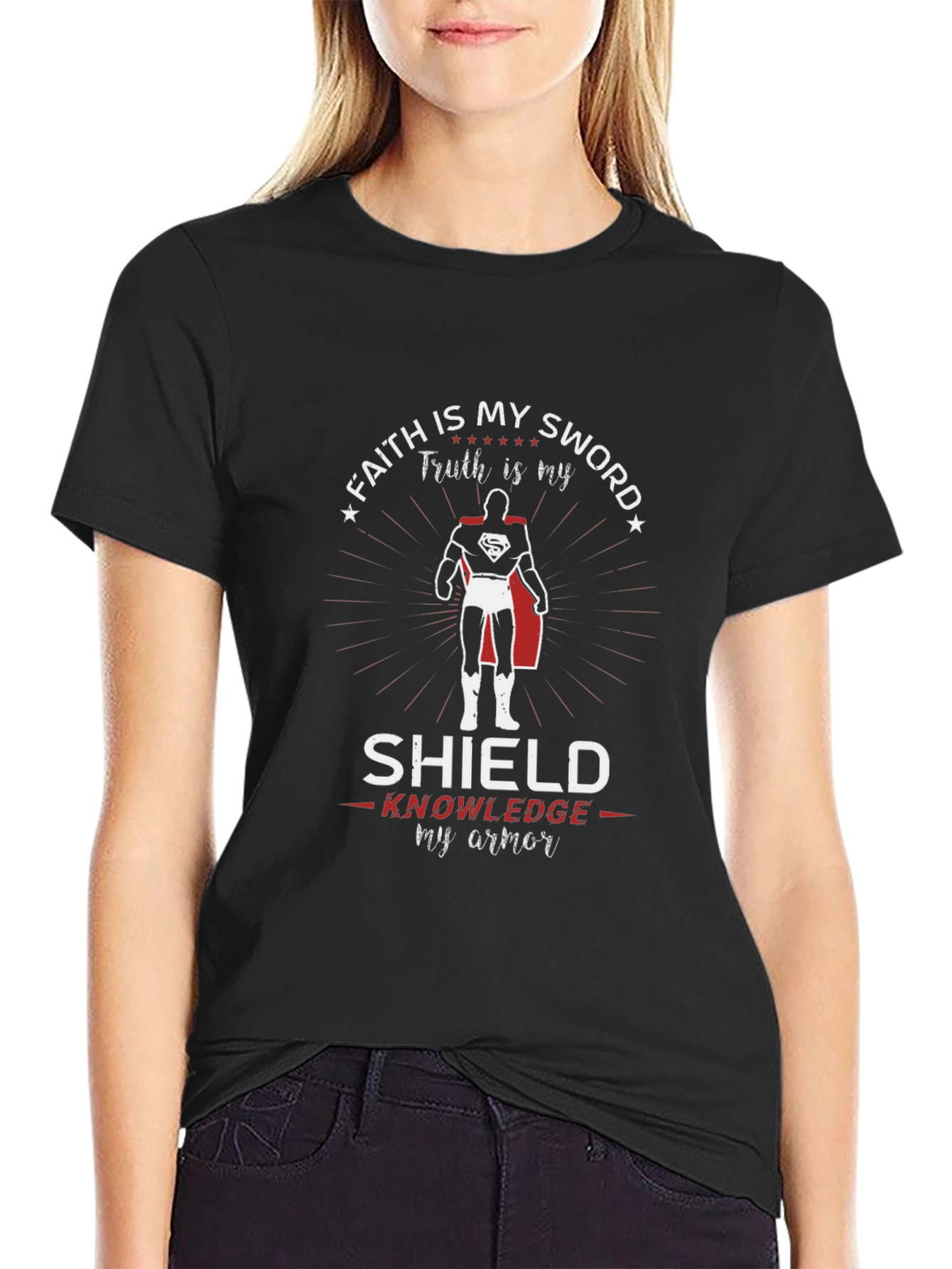 Faith & Knowledge Superhero Graphic T-Shirt
