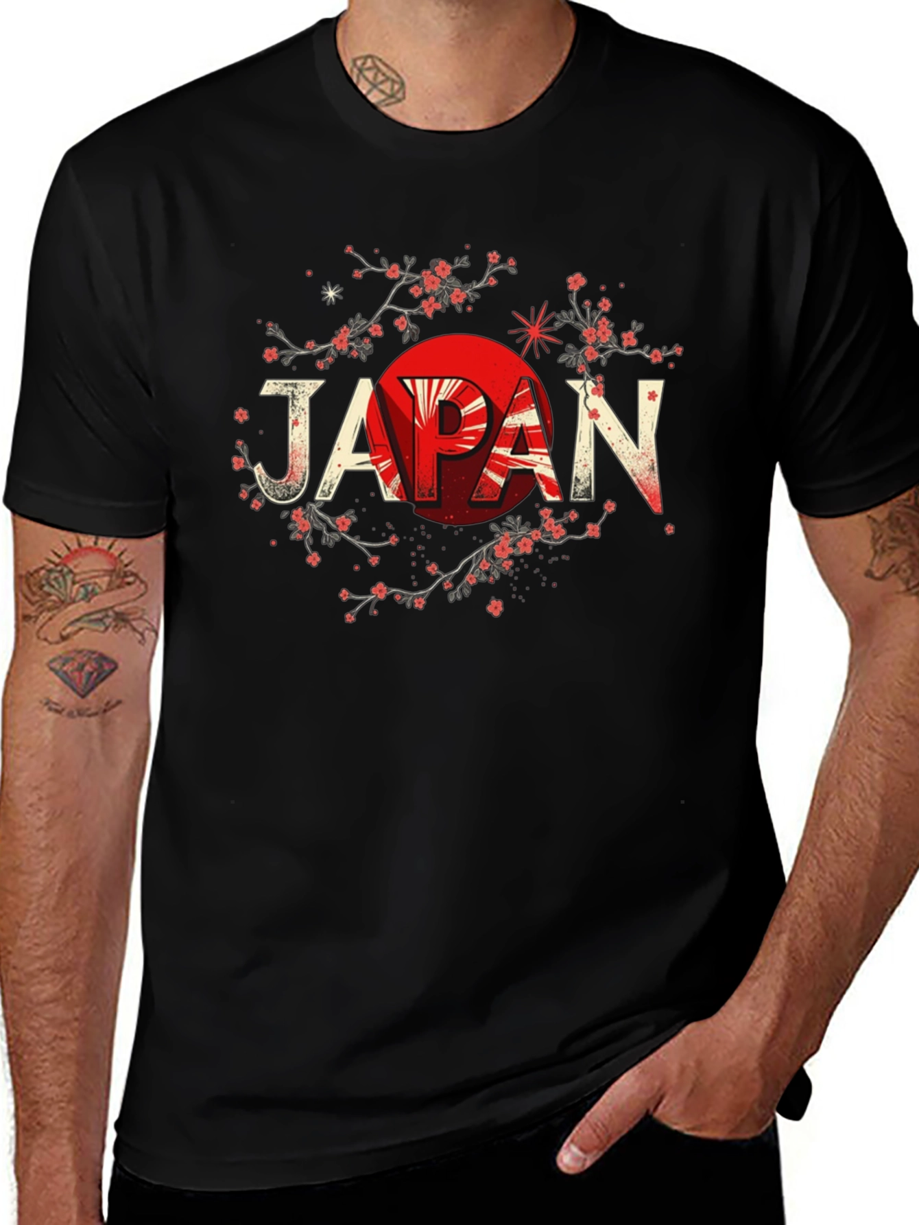 Japan Flag Graphic Black T-Shirt