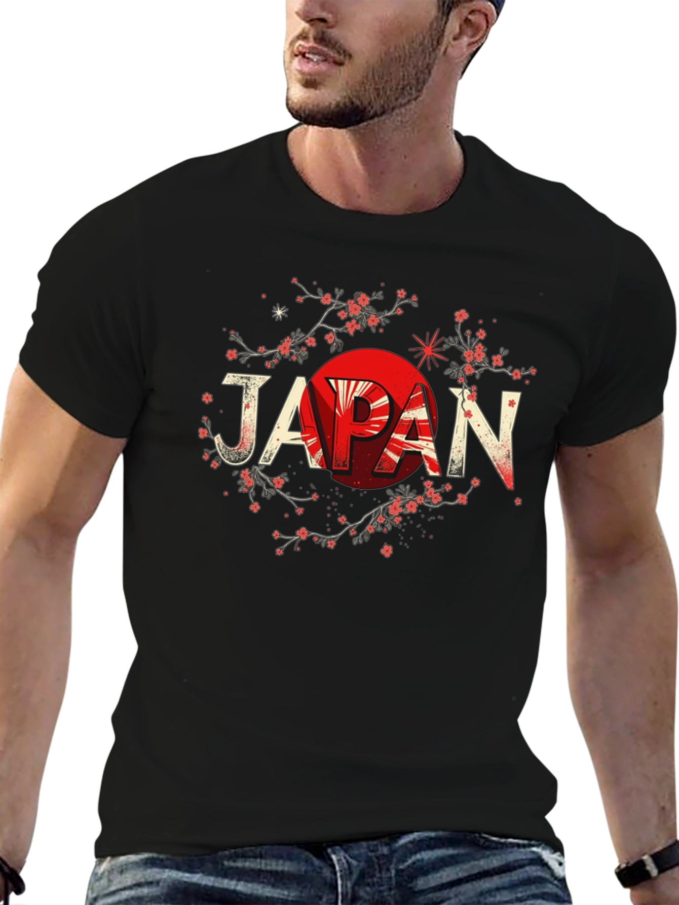 Japan Flag Graphic Black T-Shirt
