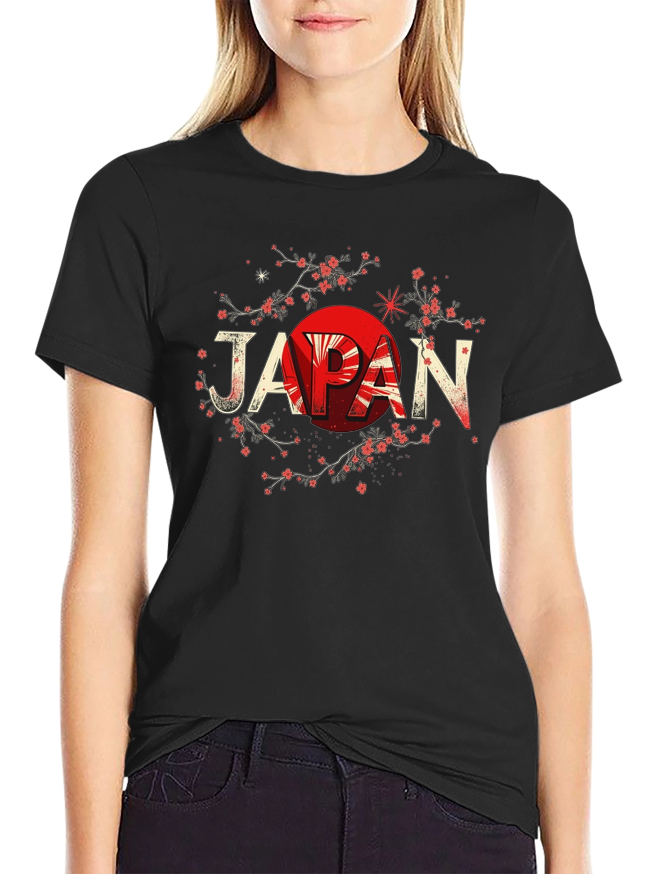 Japan Flag Graphic Black T-Shirt