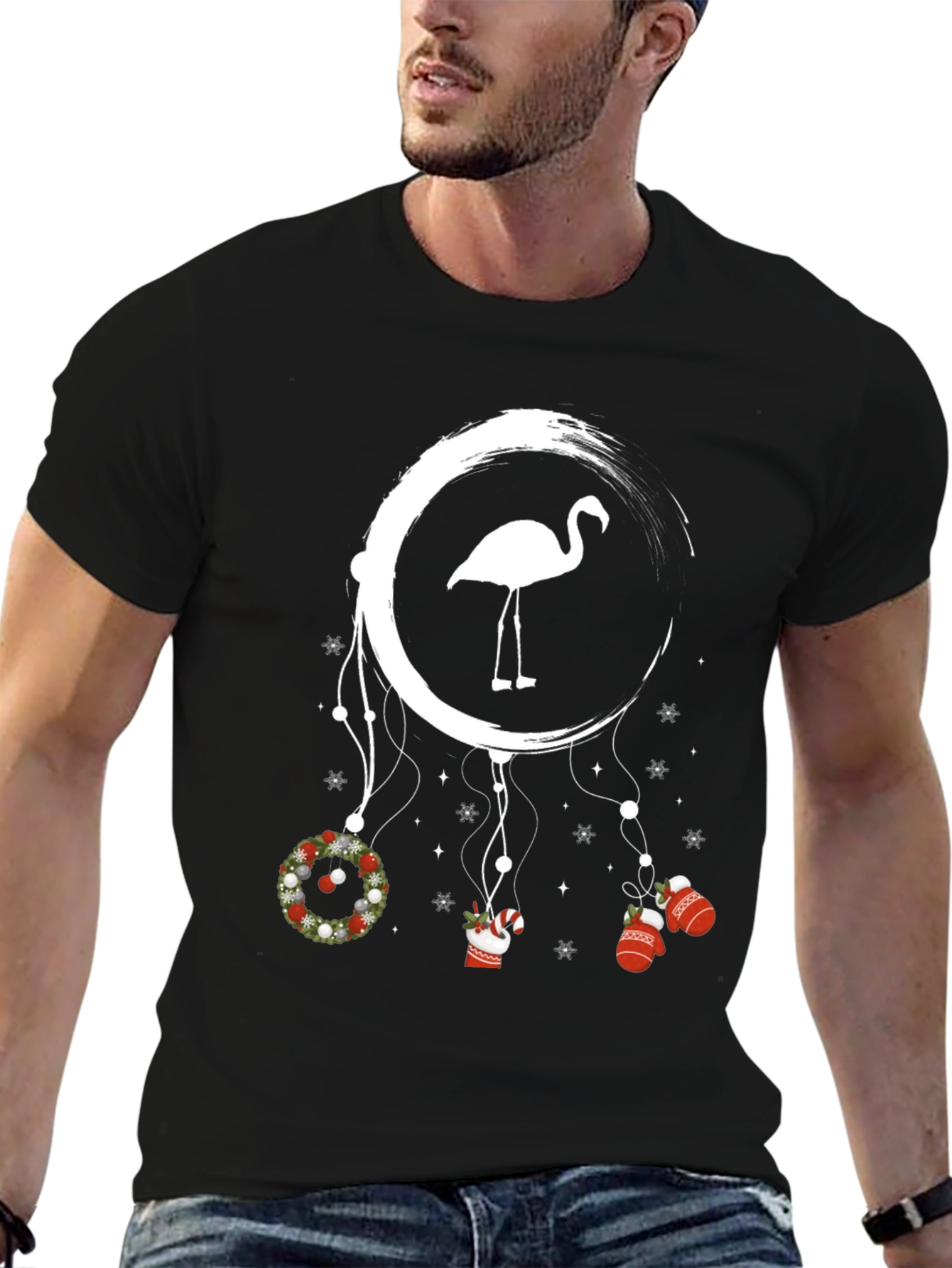 Festive Flamingo Christmas Graphic Tee