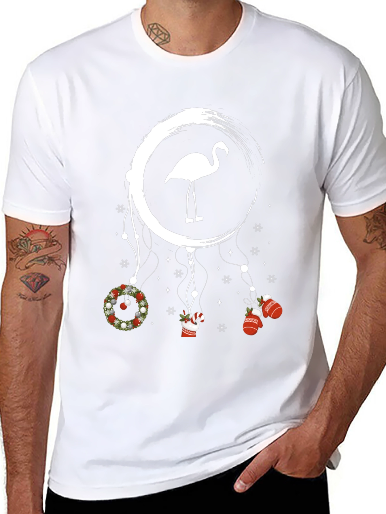 Festive Flamingo Christmas Graphic Tee
