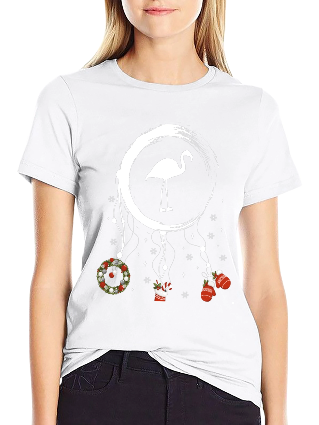 Festive Flamingo Christmas Graphic Tee