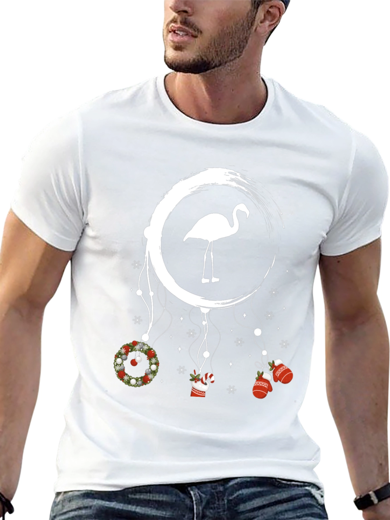 Festive Flamingo Christmas Graphic Tee