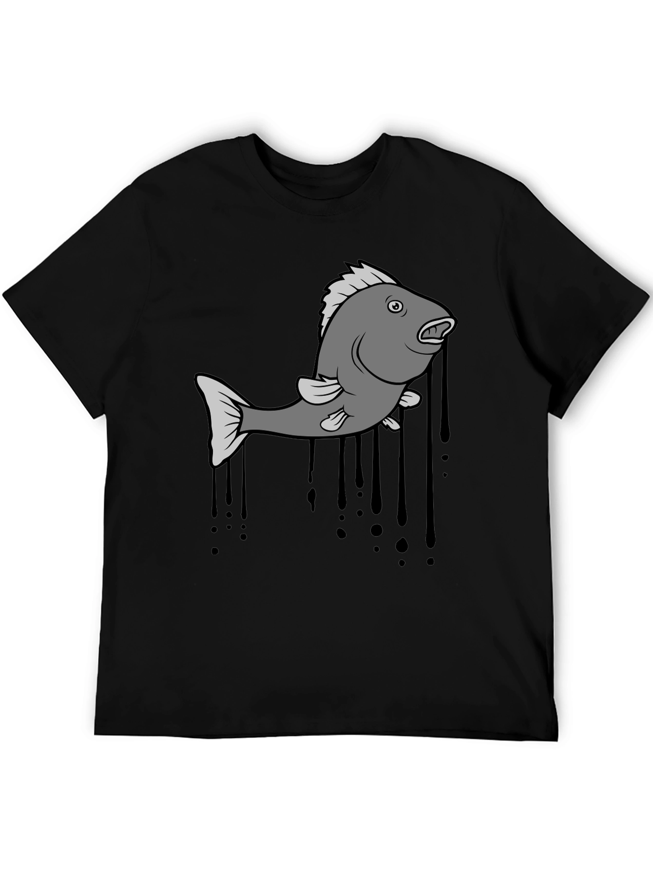 Fish Graphic Mens Black T-Shirt