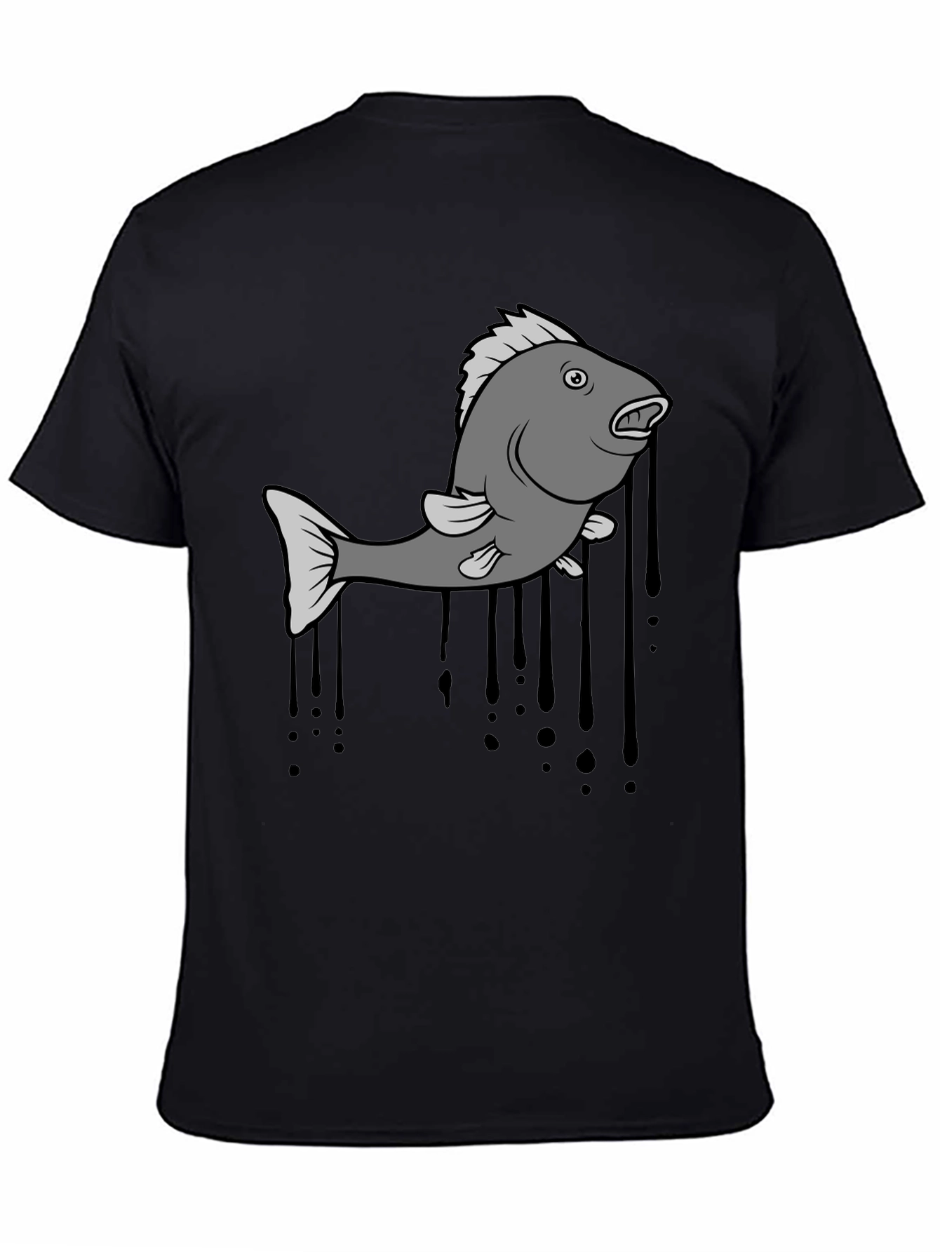 Fish Graphic Mens Black T-Shirt