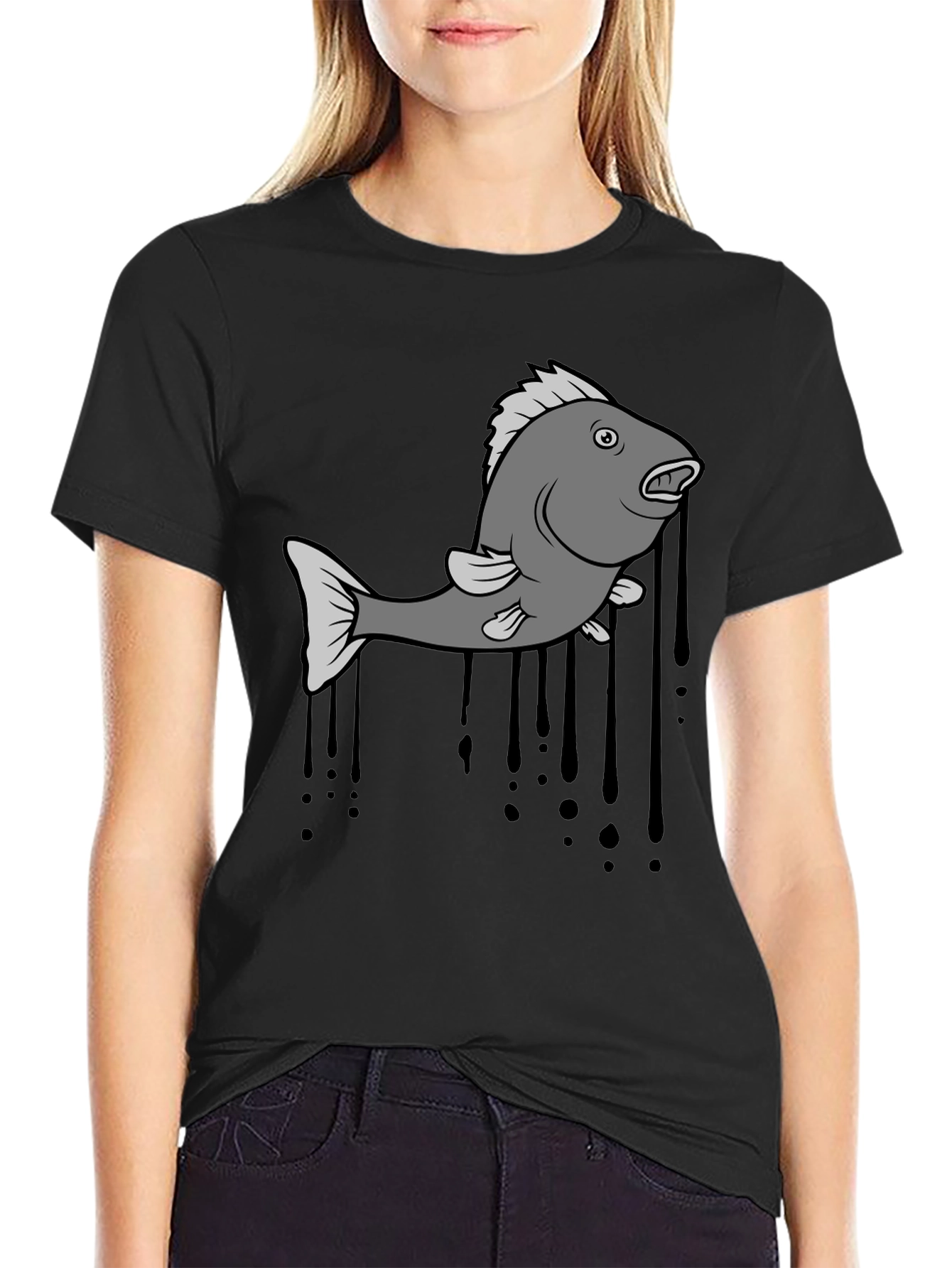 Fish Graphic Mens Black T-Shirt