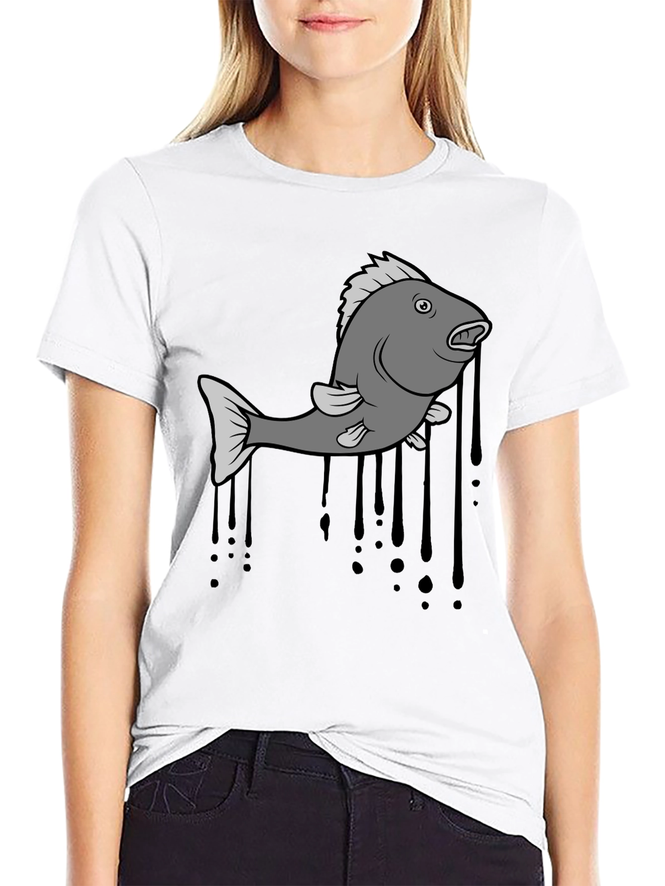 Fish Graphic Mens Black T-Shirt