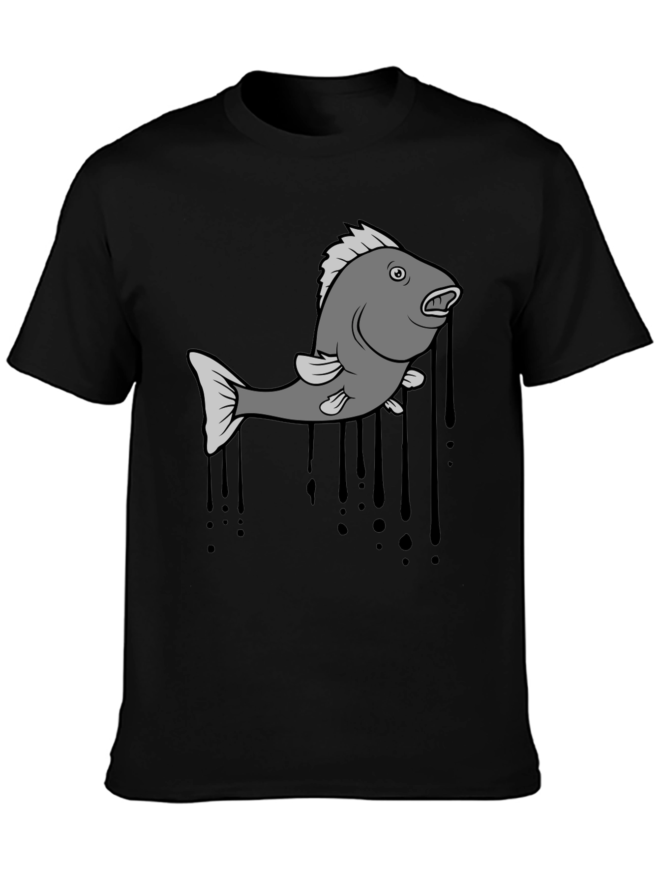Fish Graphic Mens Black T-Shirt