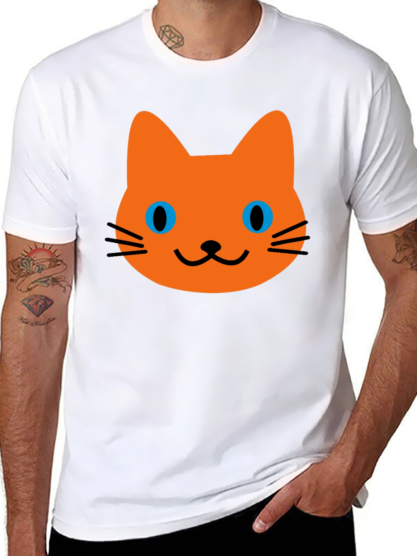 Cat Face Graphic Black T-Shirt