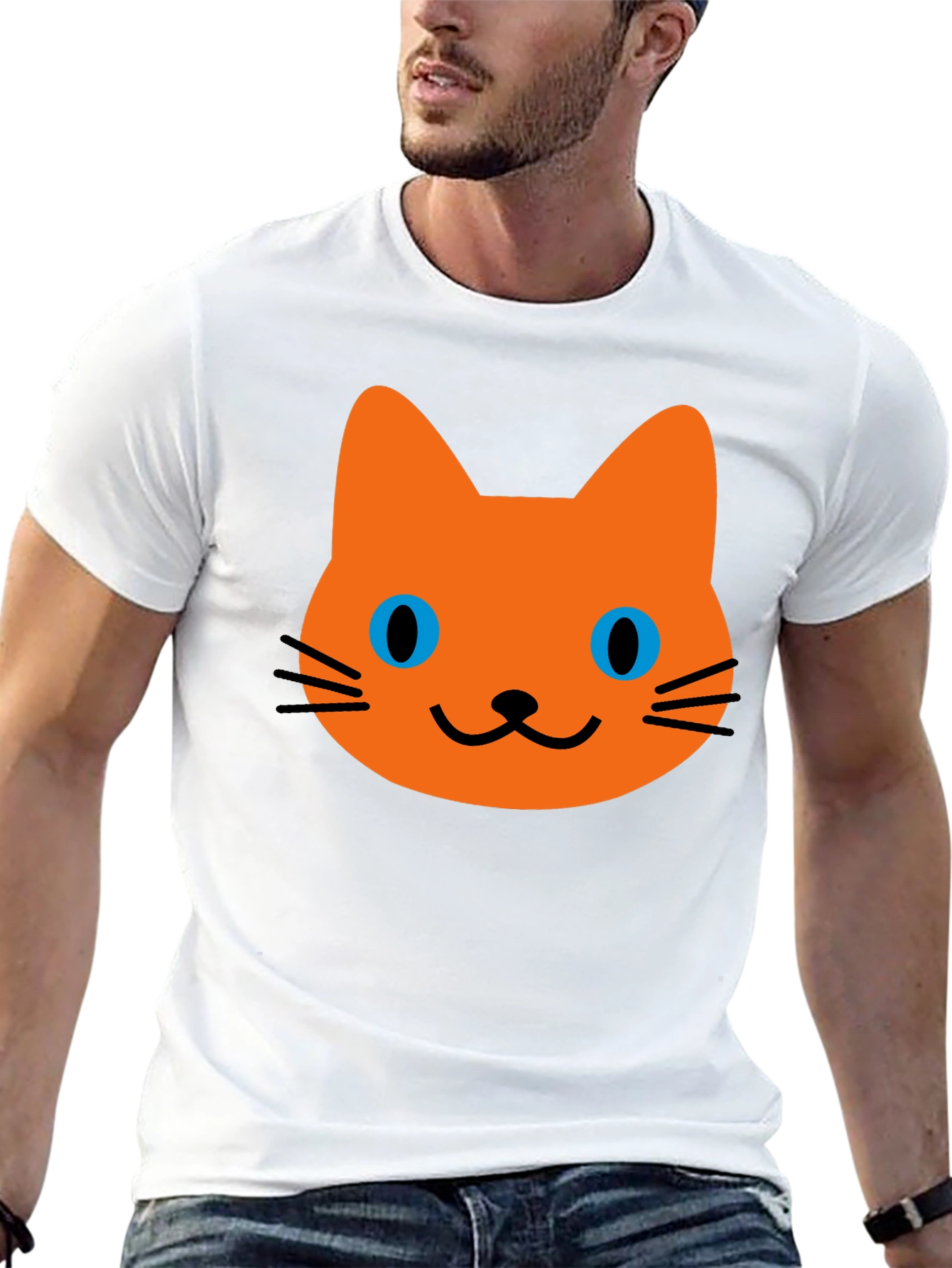 Cat Face Graphic Black T-Shirt