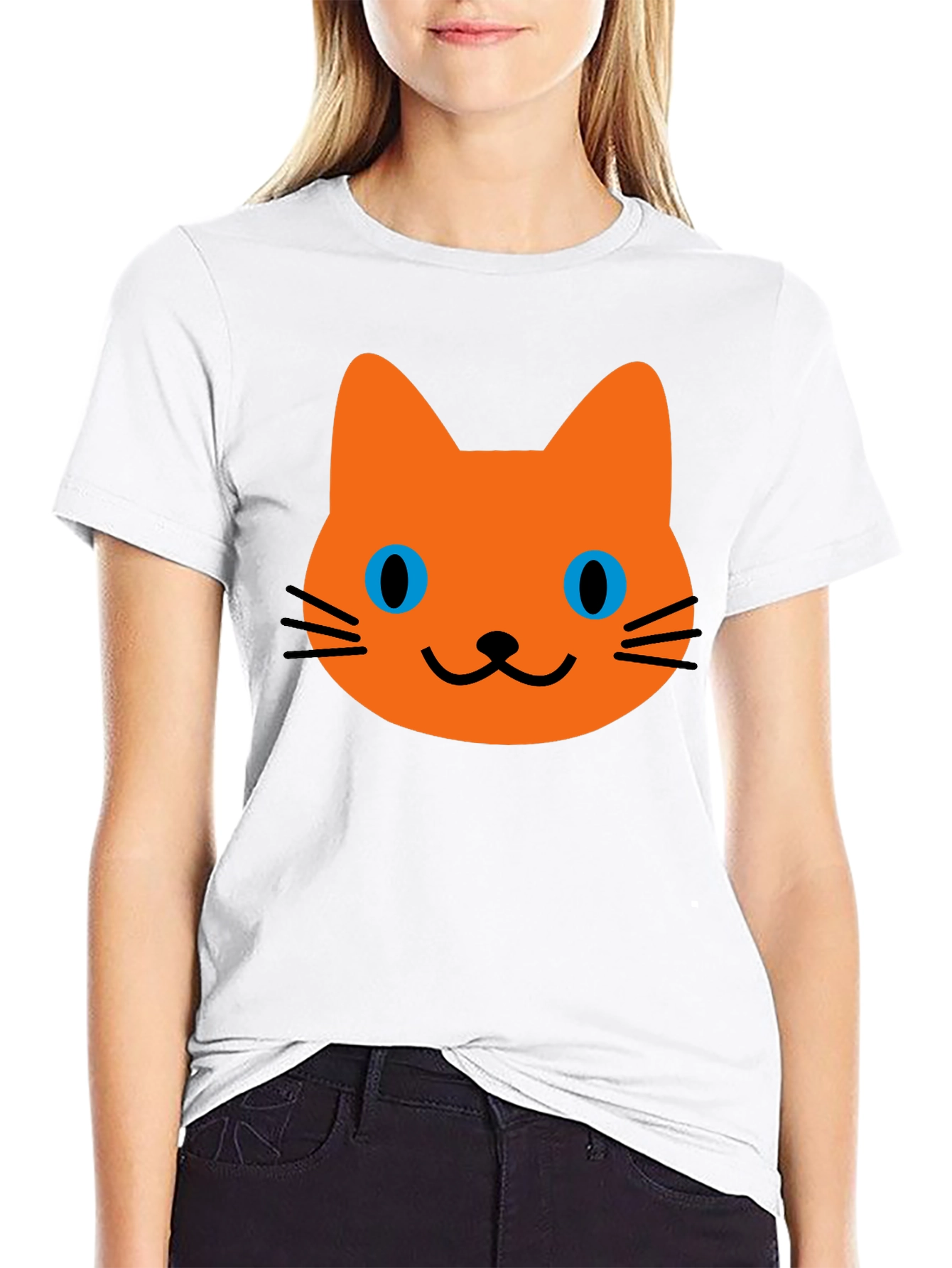 Cat Face Graphic Black T-Shirt