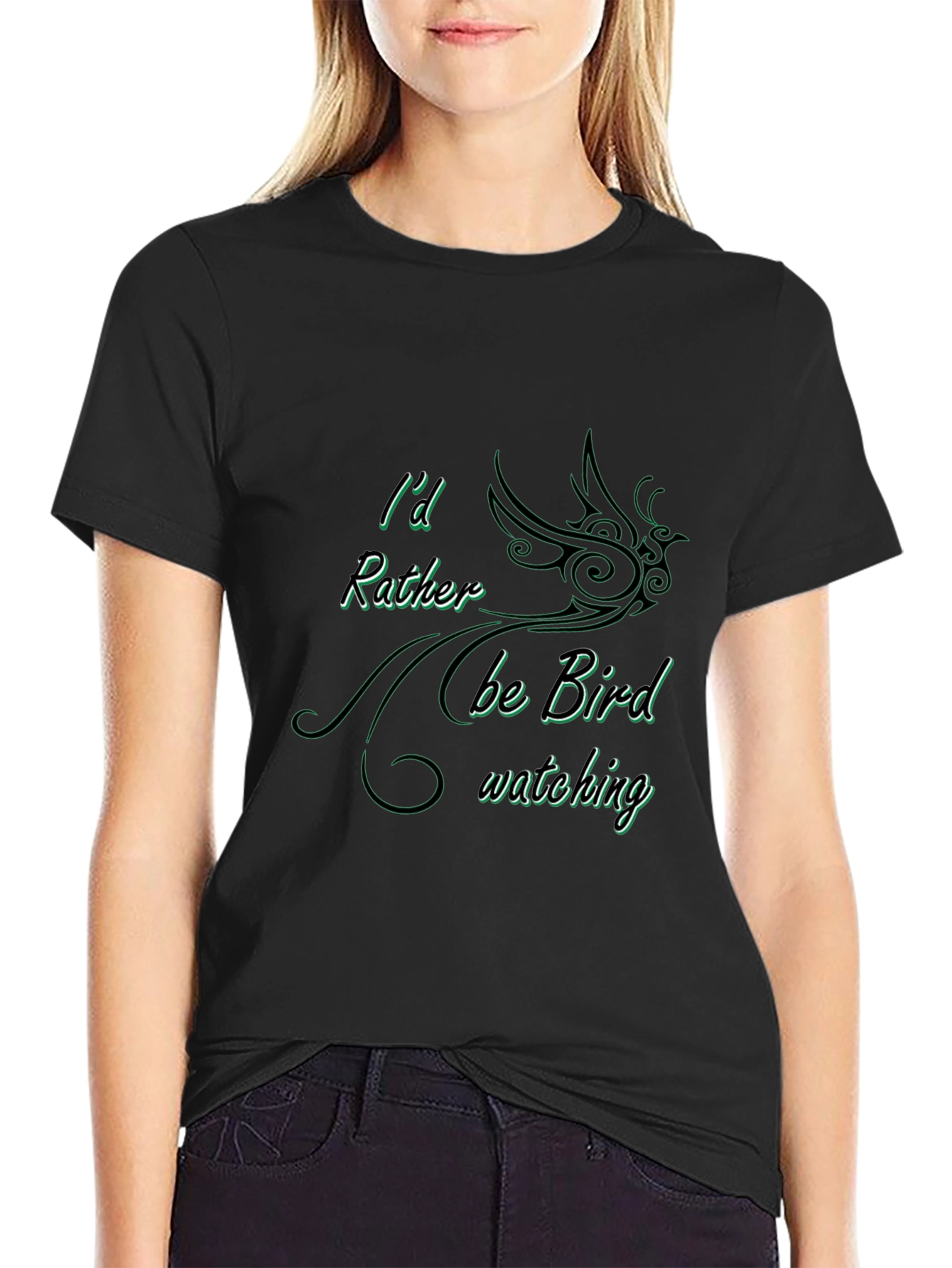 Bird Watching Graphic T-Shirt - Black