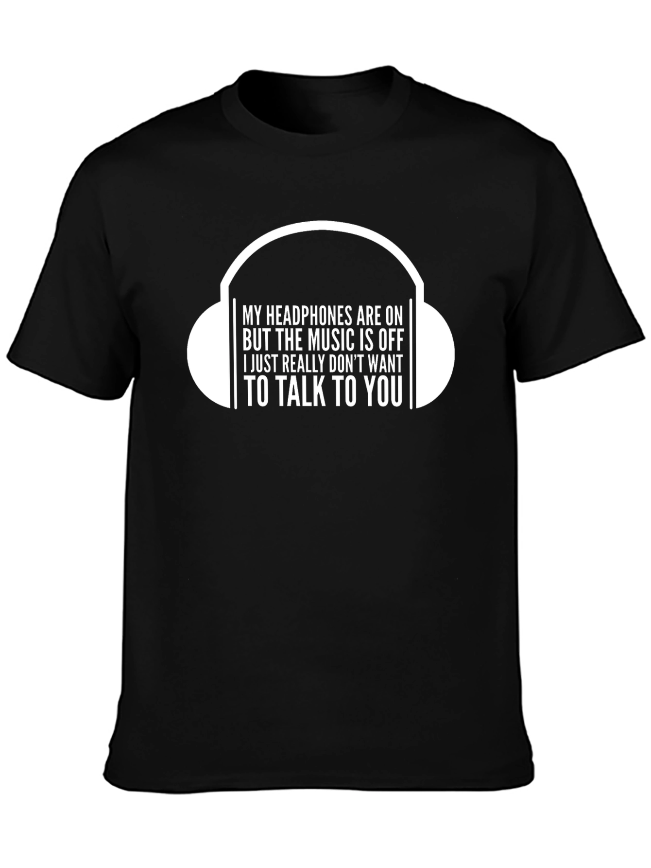 Funny Headphones On T-Shirt - Introvert Humor