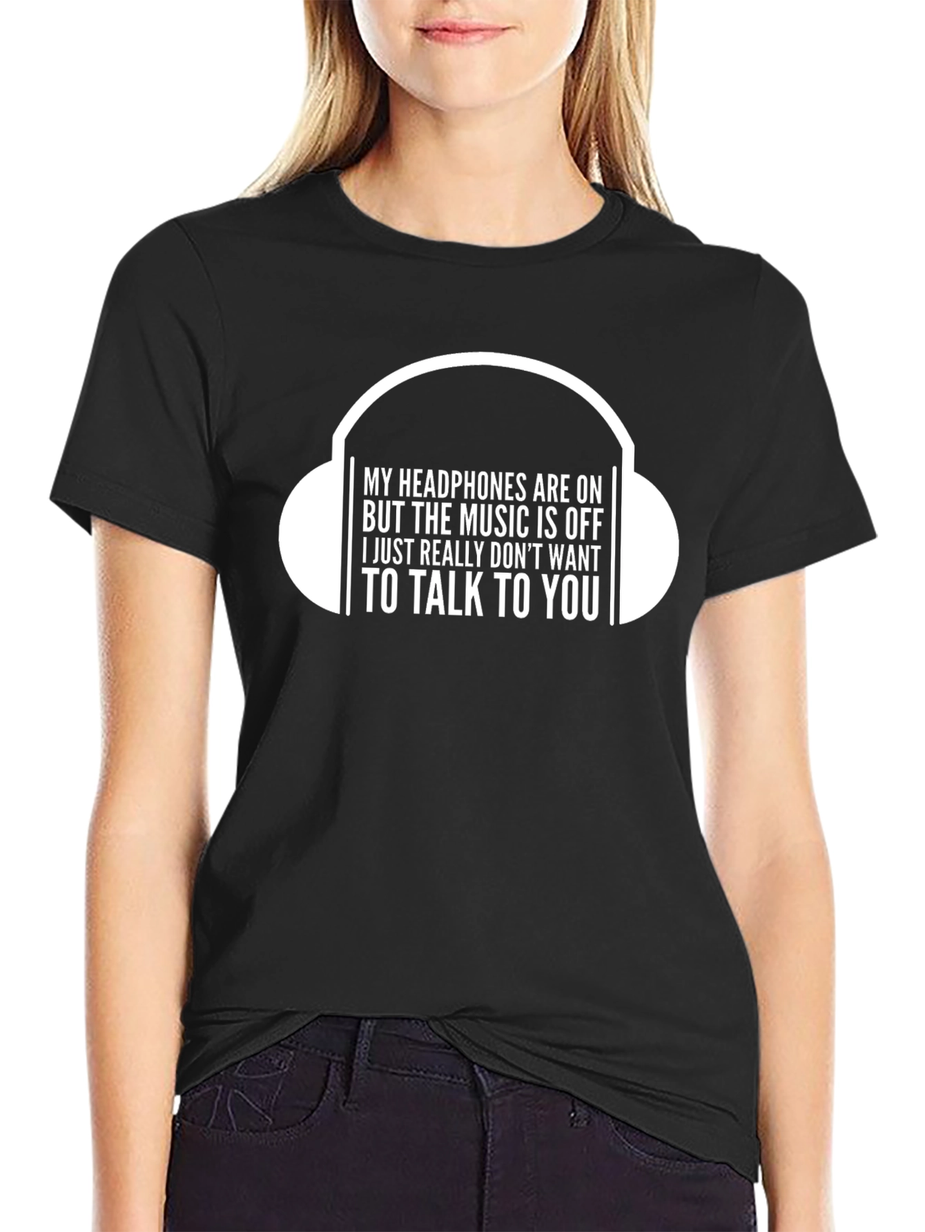 Funny Headphones On T-Shirt - Introvert Humor