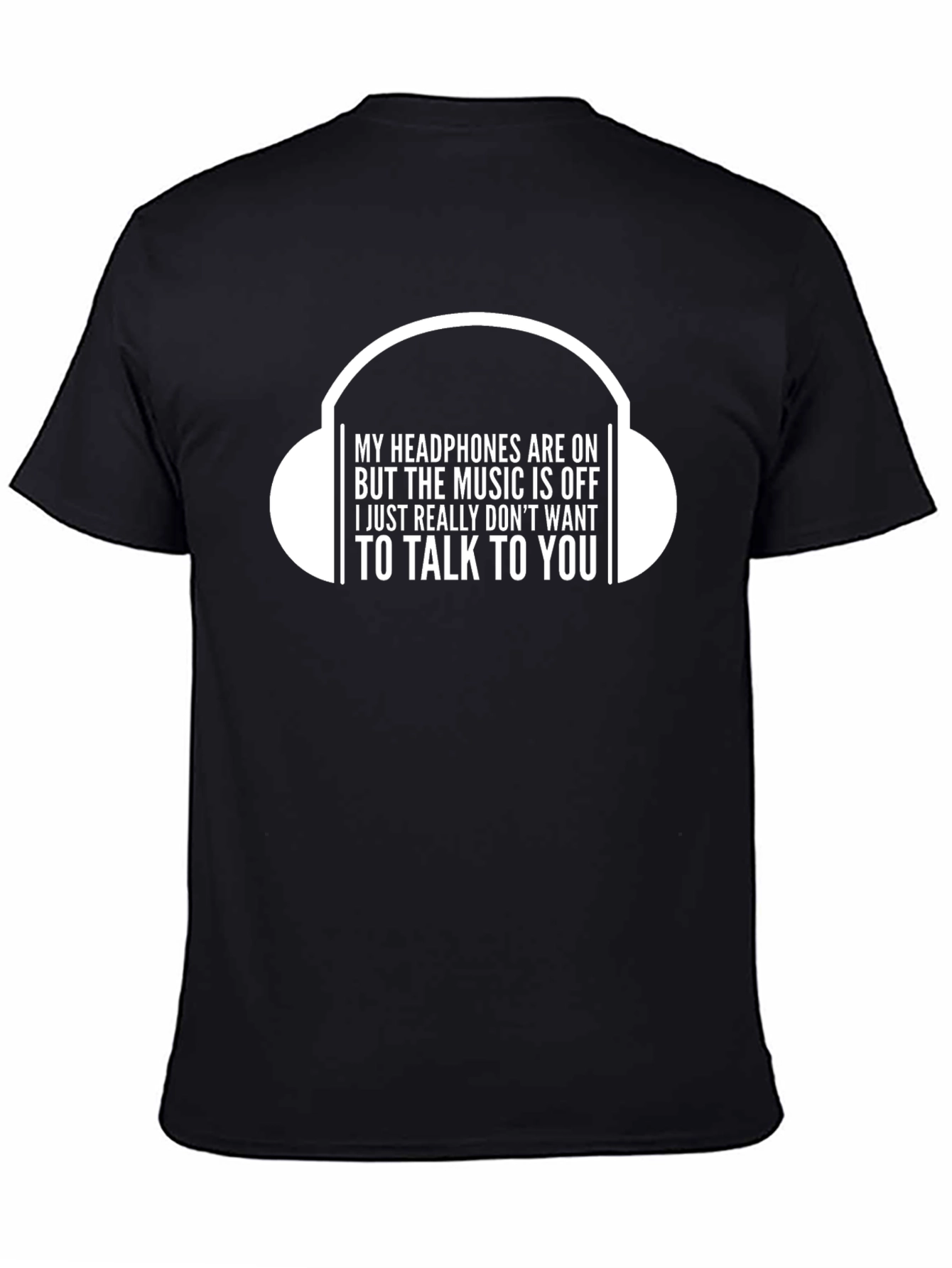Funny Headphones On T-Shirt - Introvert Humor
