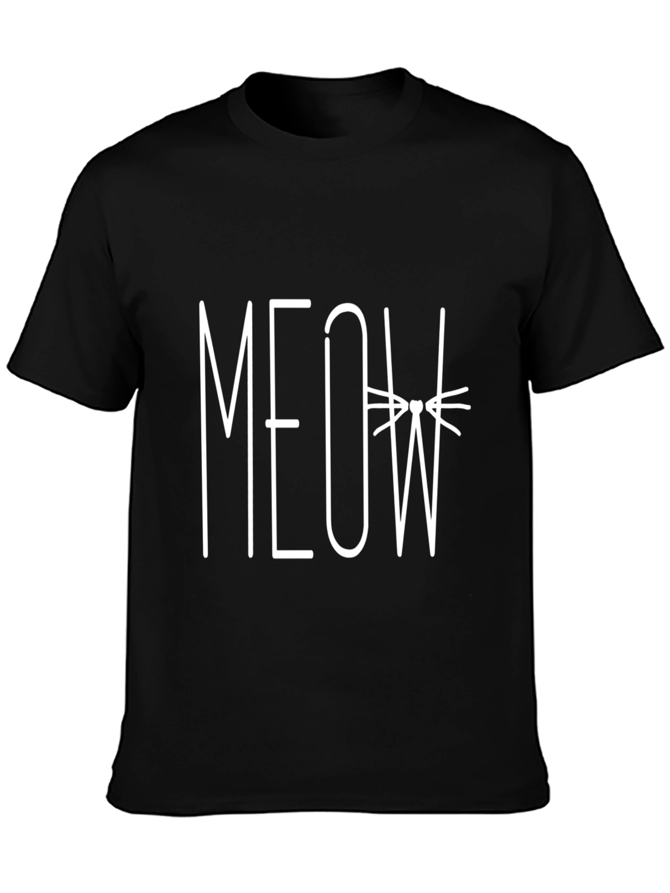 Meow Cat Graphic Black T-Shirt