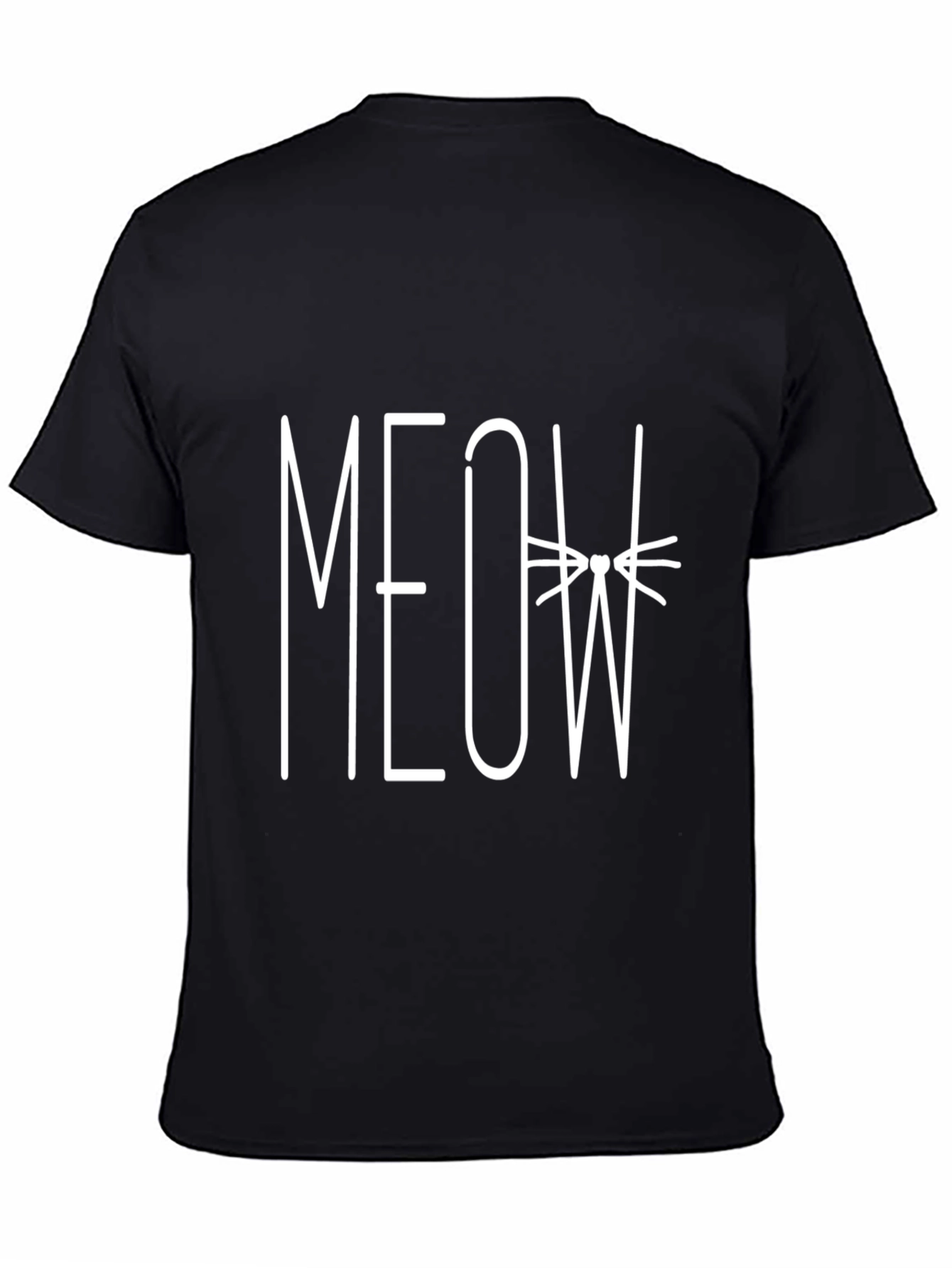 Meow Cat Graphic Black T-Shirt