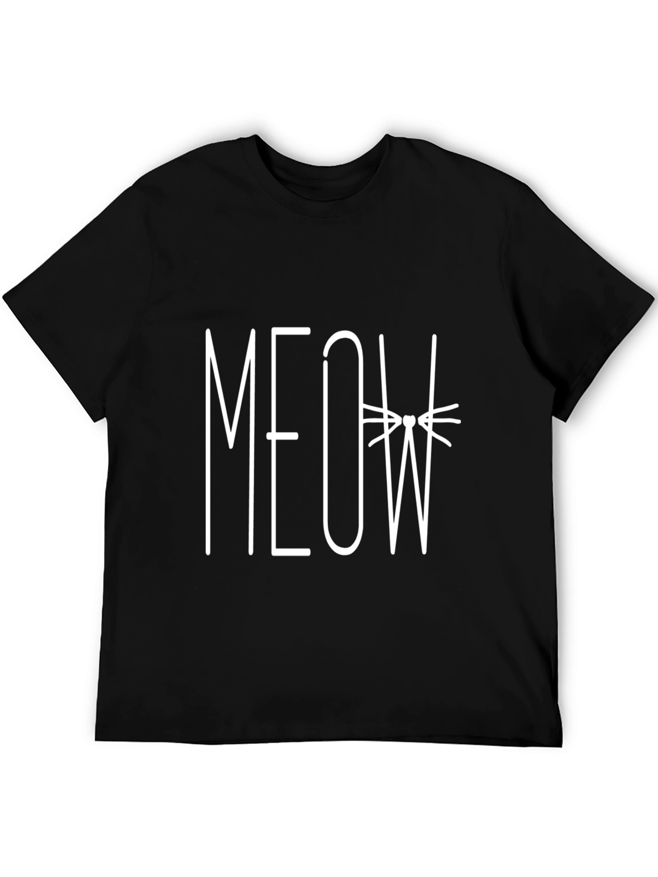 Meow Cat Graphic Black T-Shirt