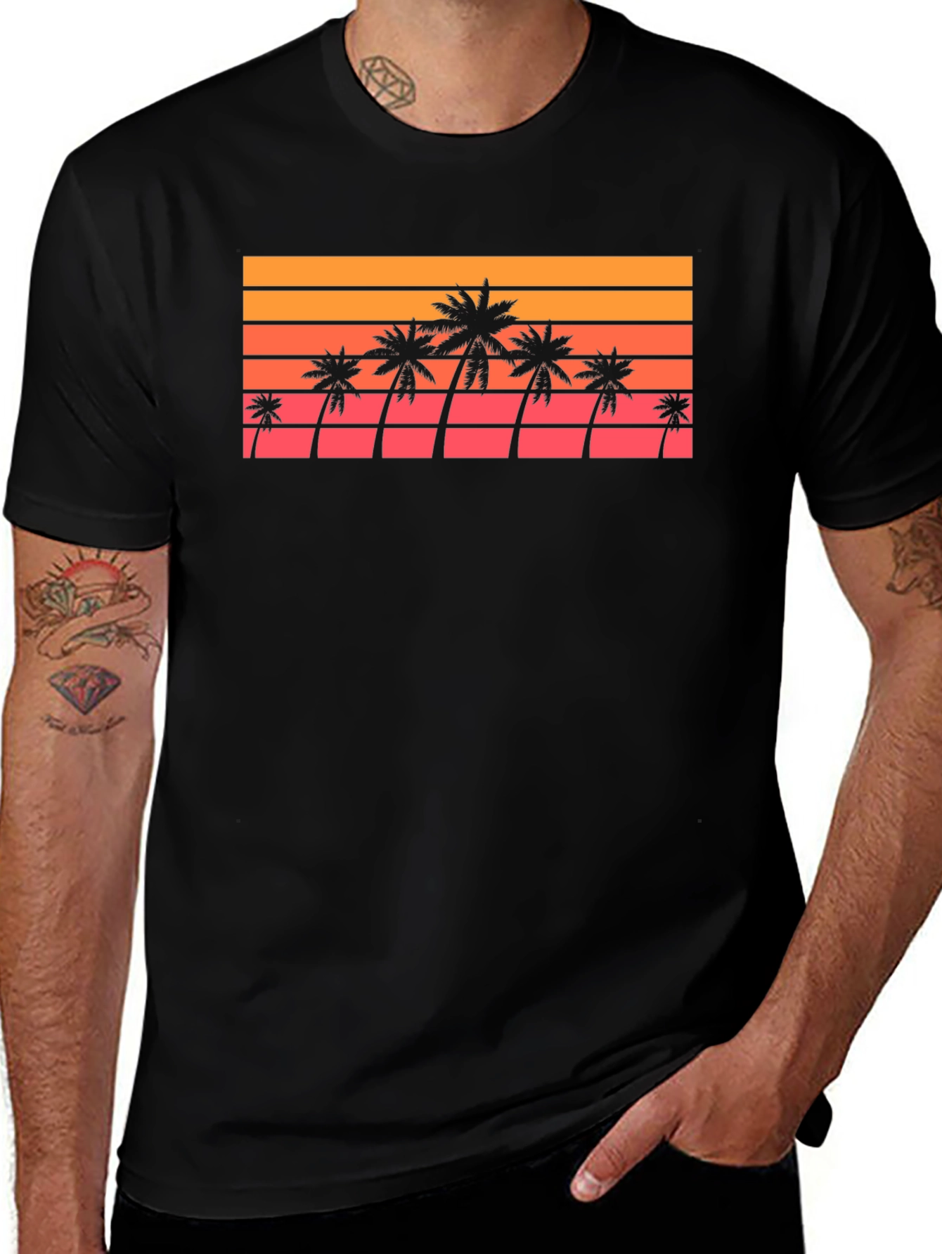 Retro Palm Tree Sunset T-Shirt