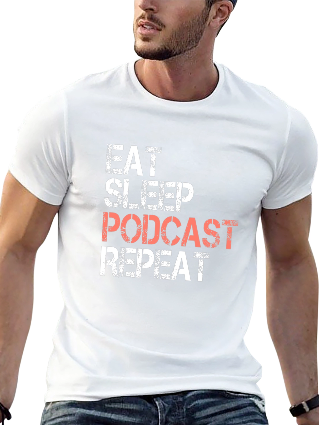 Eat Sleep Podcast Repeat T-Shirt