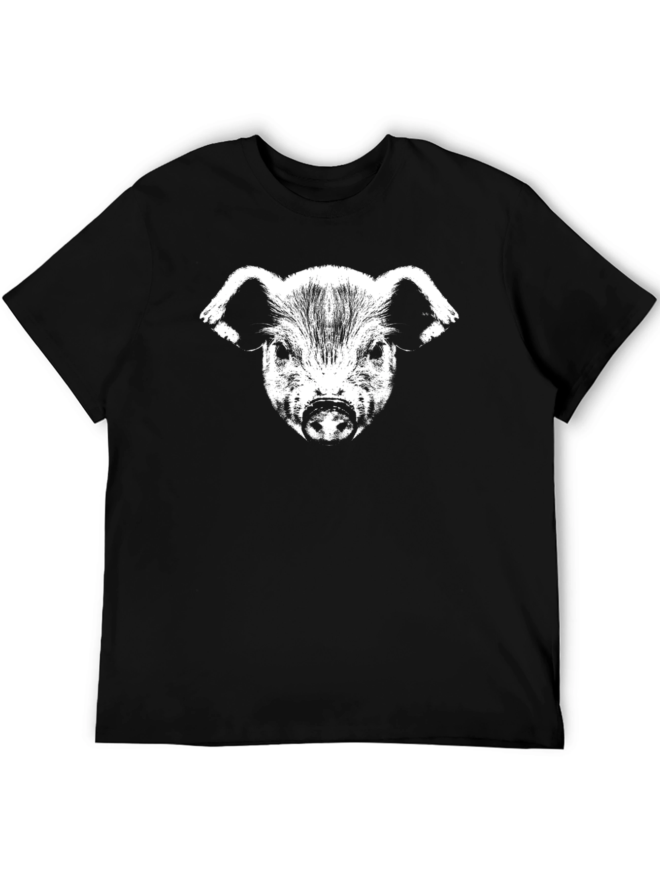 Pig Face Graphic Black Tee Shirt - Mens